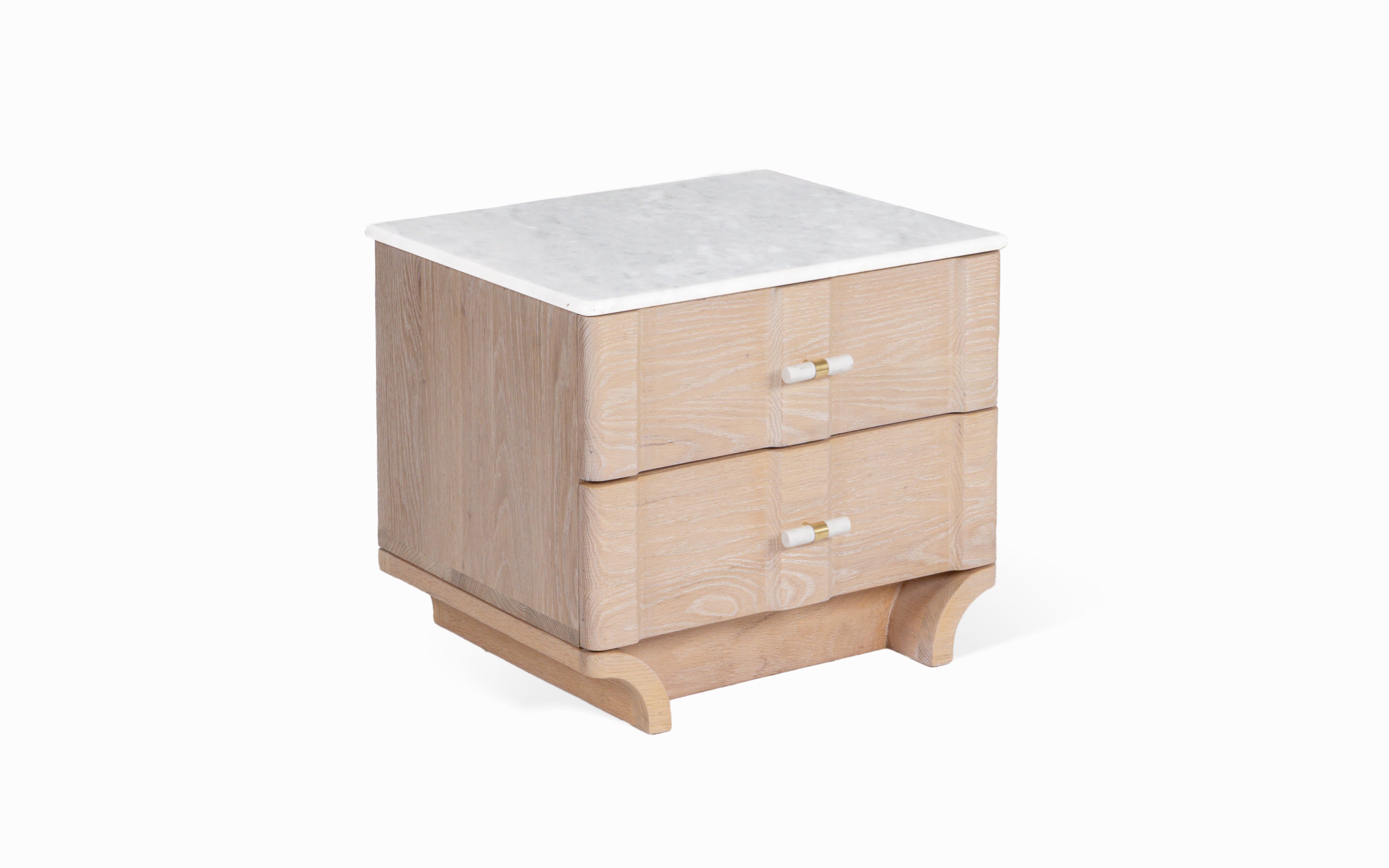 Buy Dune Marble Top Bedside Table with 2 Drawers in White Finish - with white background - Orange Tree