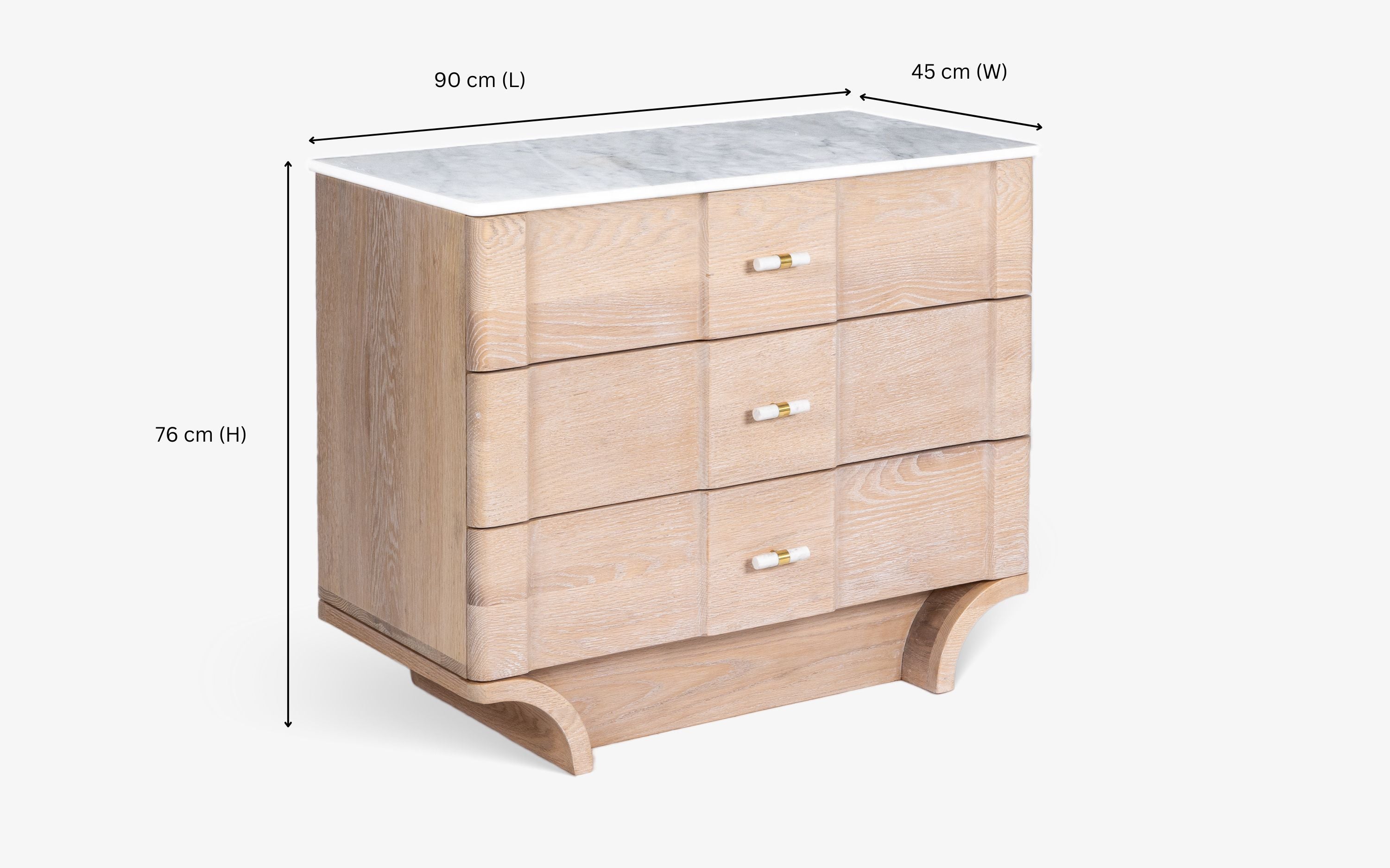 Buy Dune Wooden Chester Drawer with 3 Drawers in White Finish - with white background - Orange Tree