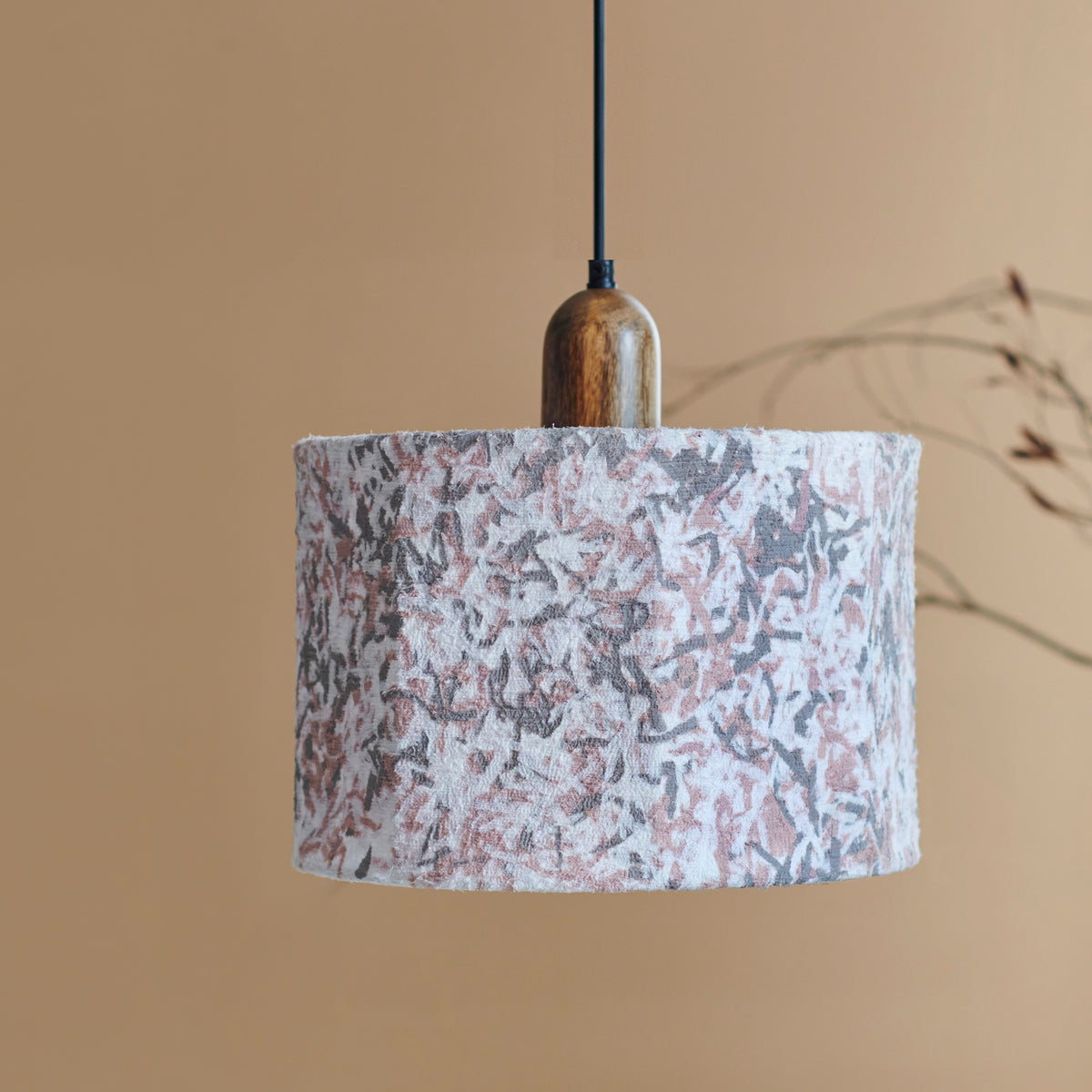 Flake Hanging Lamp Beige Drum