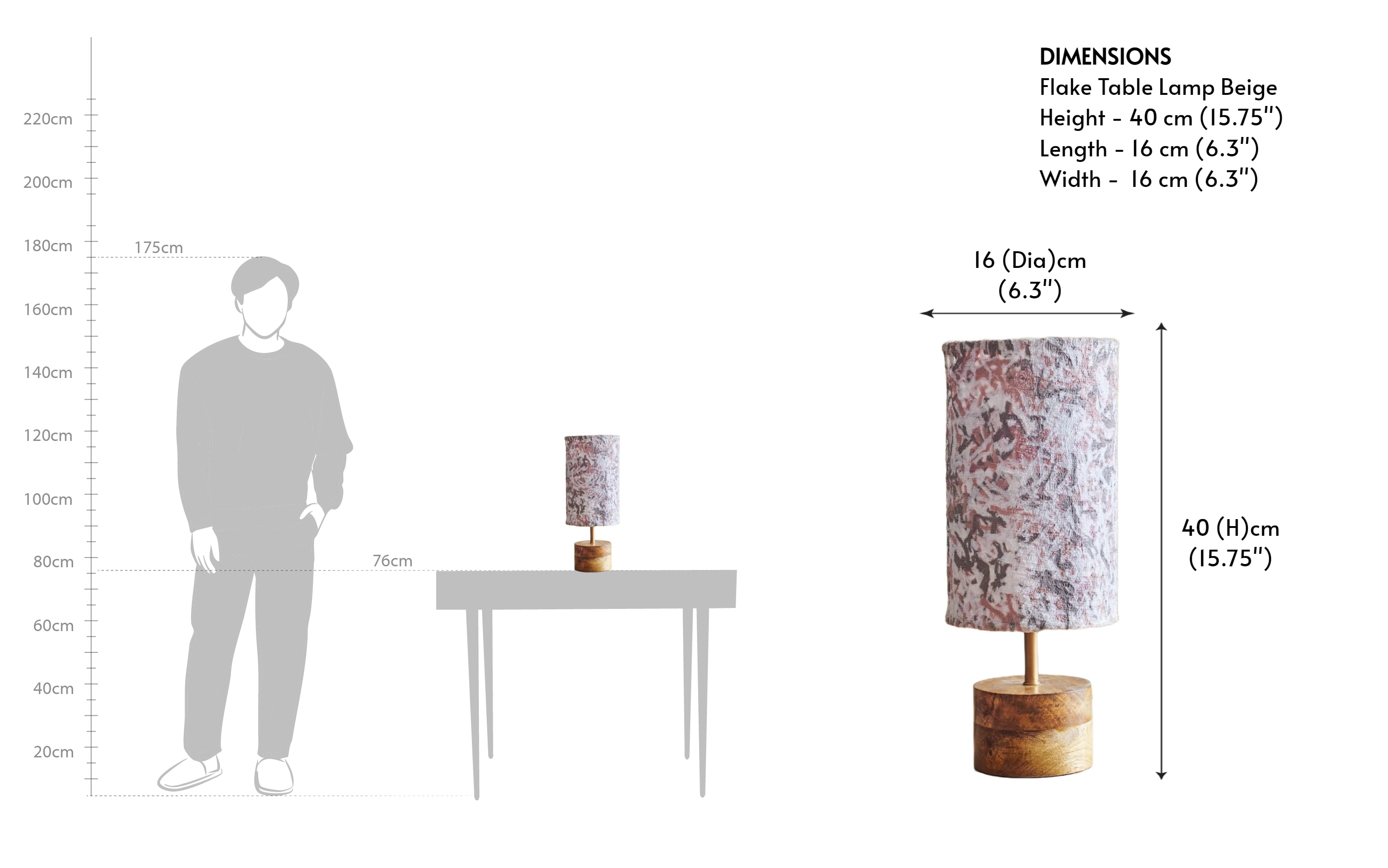 Flake Beige Decorative Table Lamp for Home - Close shot - from upper angle - Orange Tree