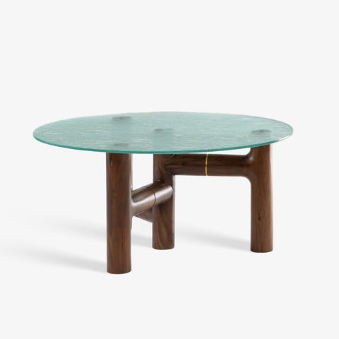 An angled studio view of the coffee table 