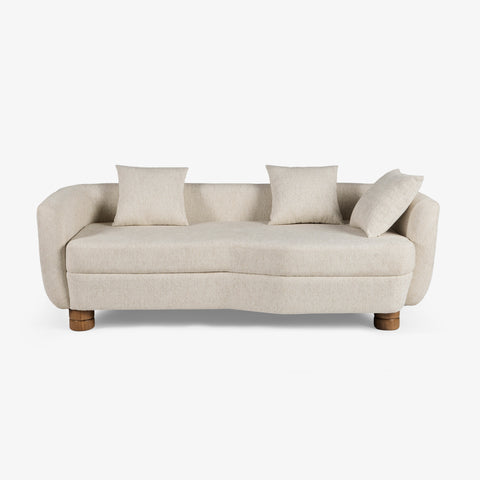 Front view of cream sofa