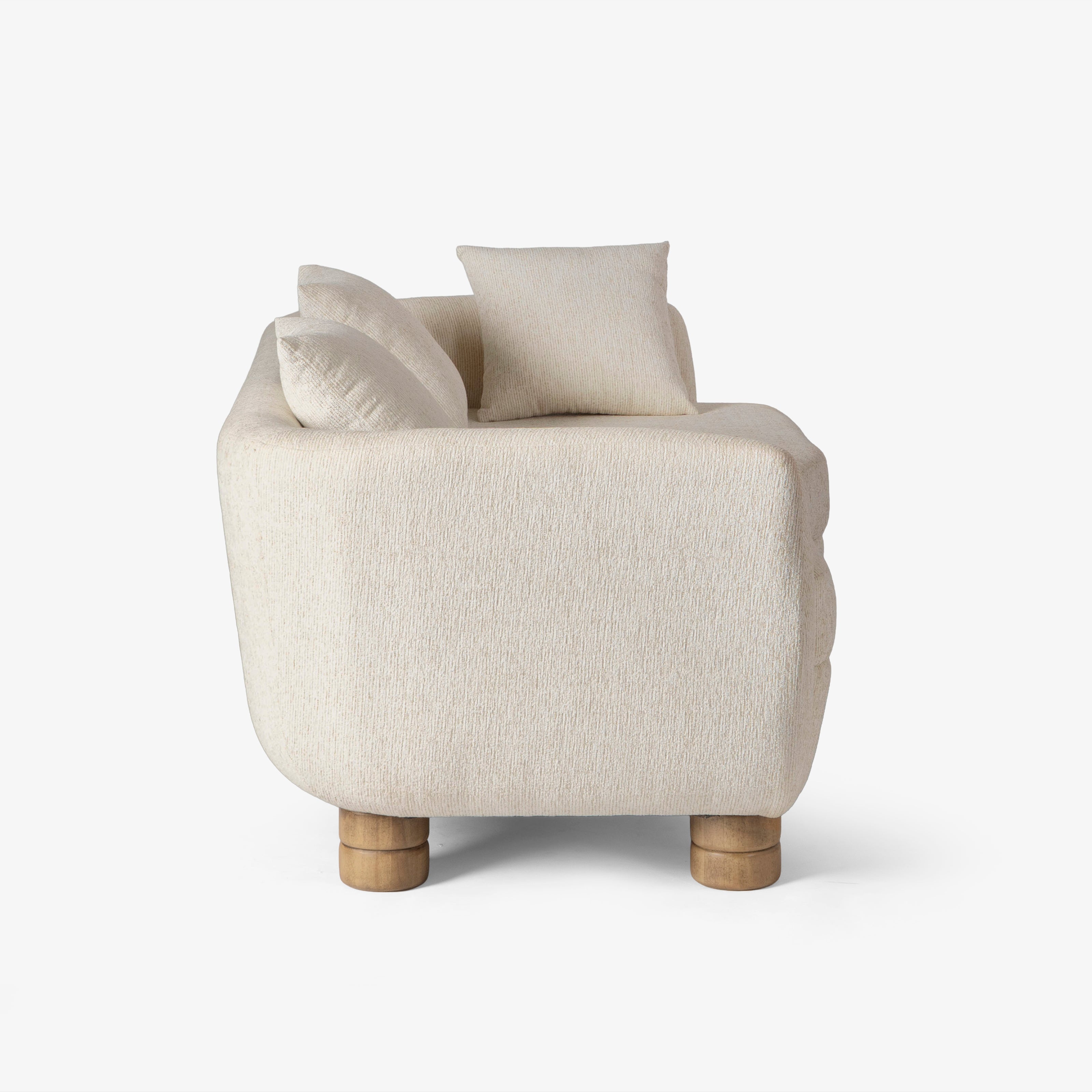 Rear view of cream sofa