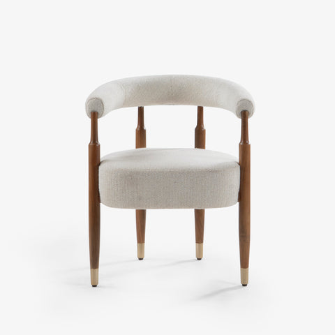Front view of upholstered dining chair