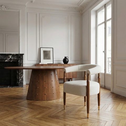 Dining table with upholstered chairs