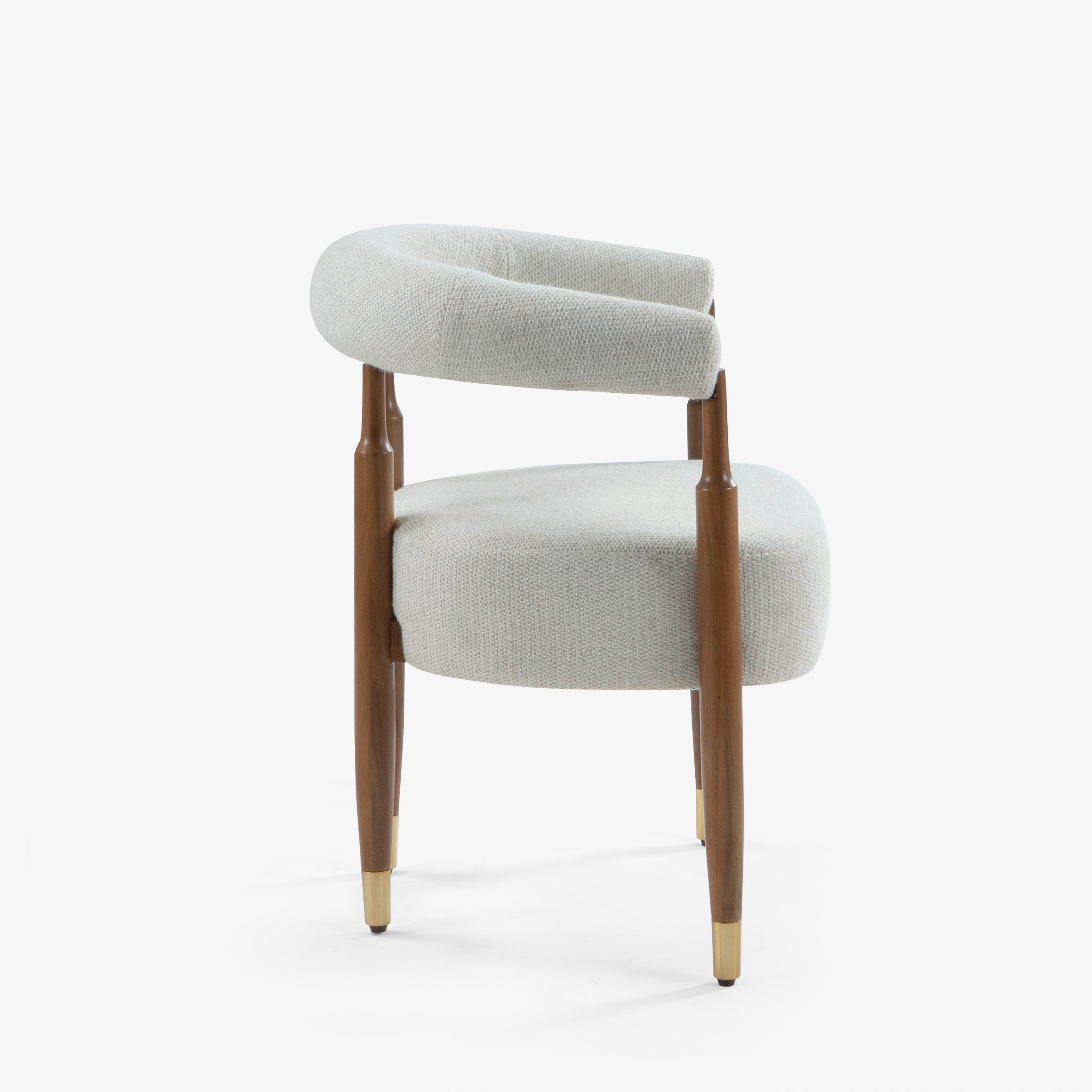 Side view of upholstered dining chair