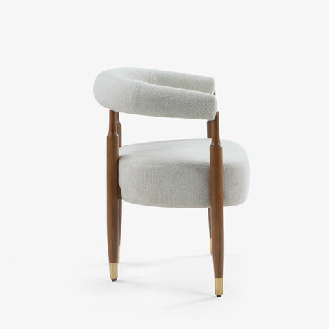 Side view of upholstered dining chair