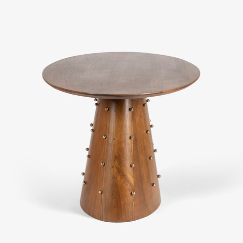 Small round table on white background