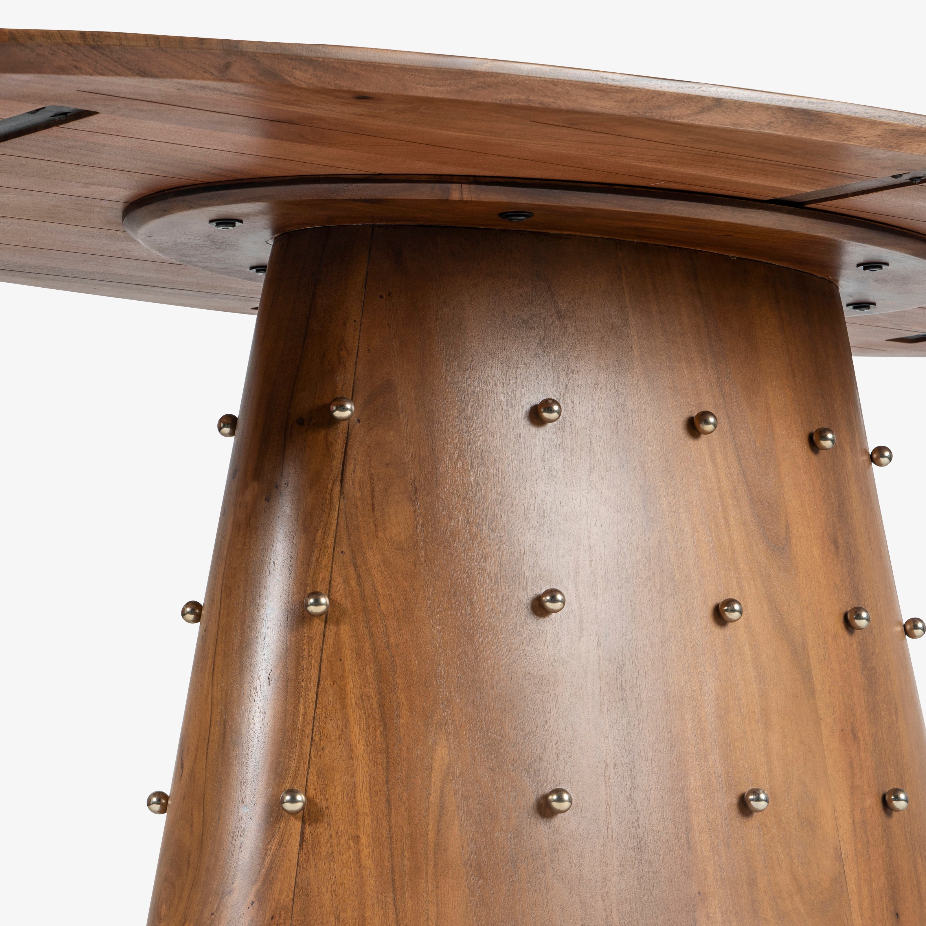 Studded wooden pedestal detail