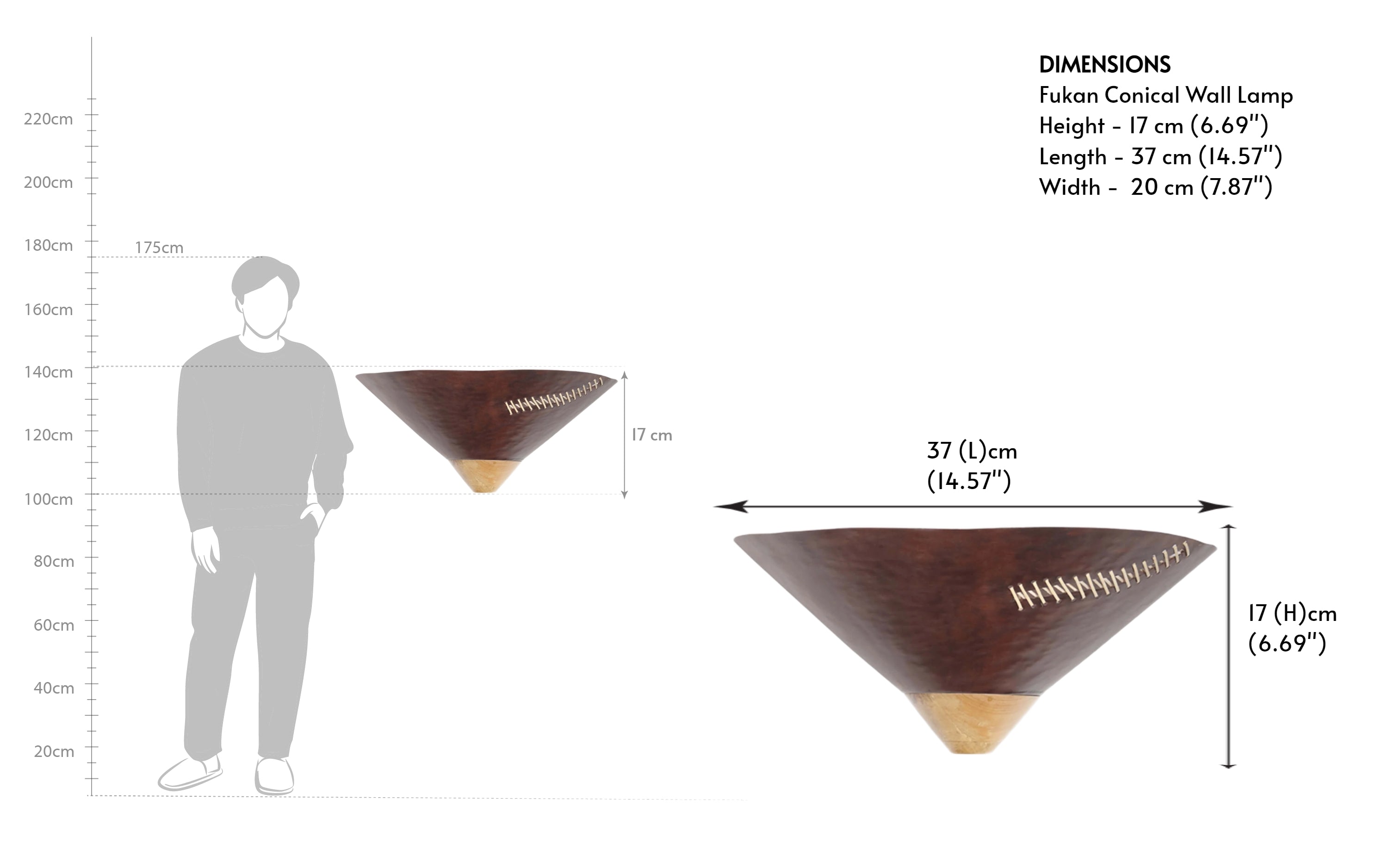 Buy Fukan Conical Wall Lamp for Hallways - Close shot - from right angle - Orange Tree
