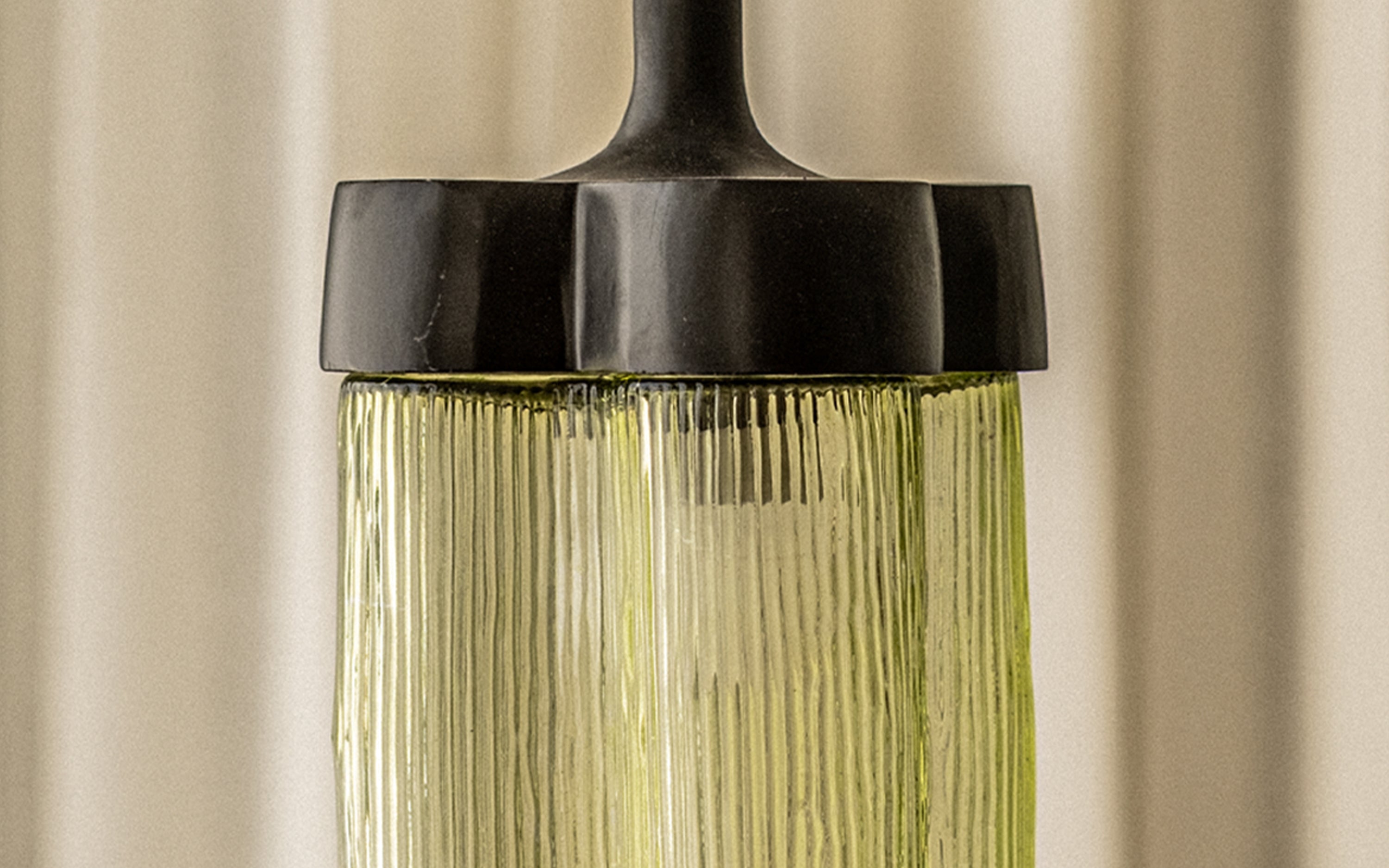 Furrow Hanging Lamp | Pendant lamp with Ribbed Olive Glass - with white background - Orange Tree