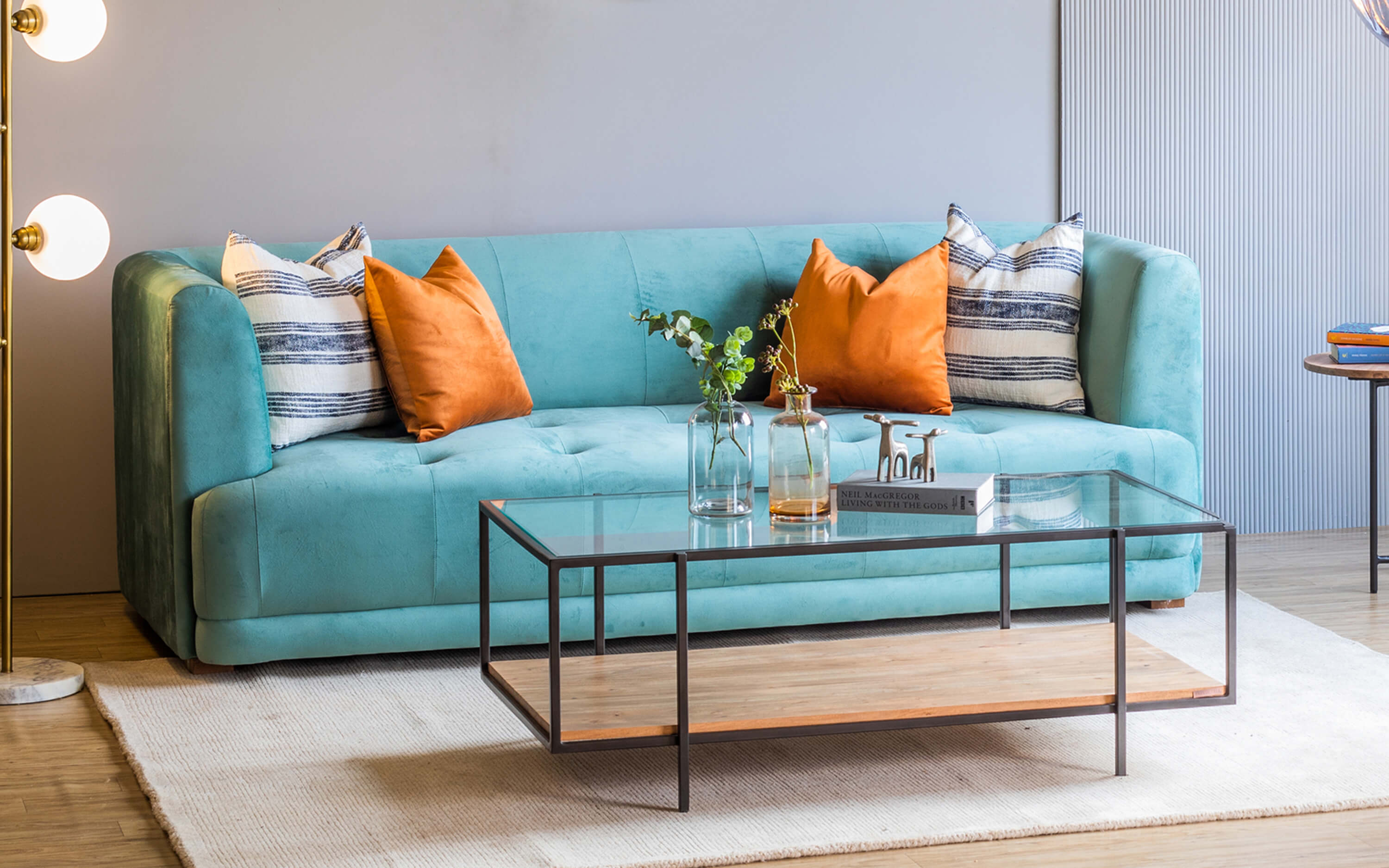 Mitsuya Sofa 3 Seater Teal Blue. Luxury Sofa Designs by Orange Tree Home