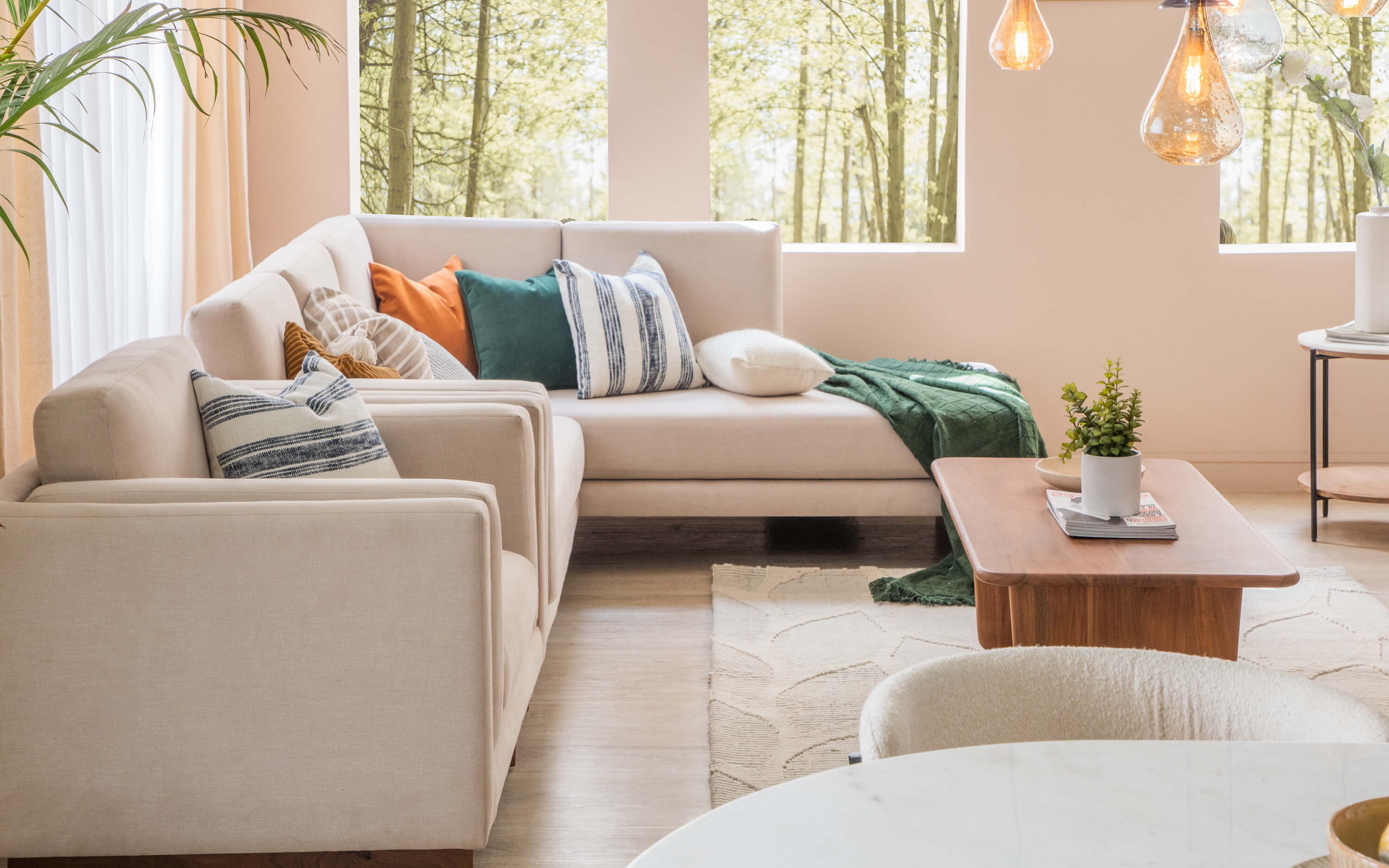 L Shape Sofa Set design for living room - Orange Tree'