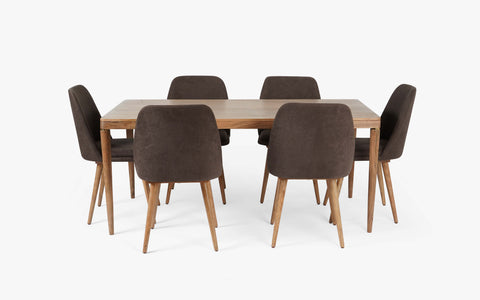 Buta Dining Table With 6 Chairs Brown