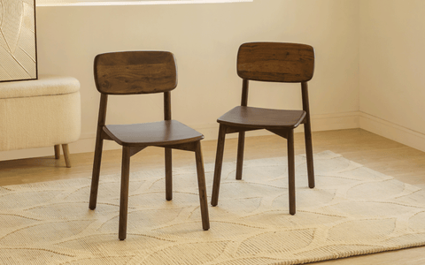 Emiko Wooden Dining Chairs Set of in Walnut Finish