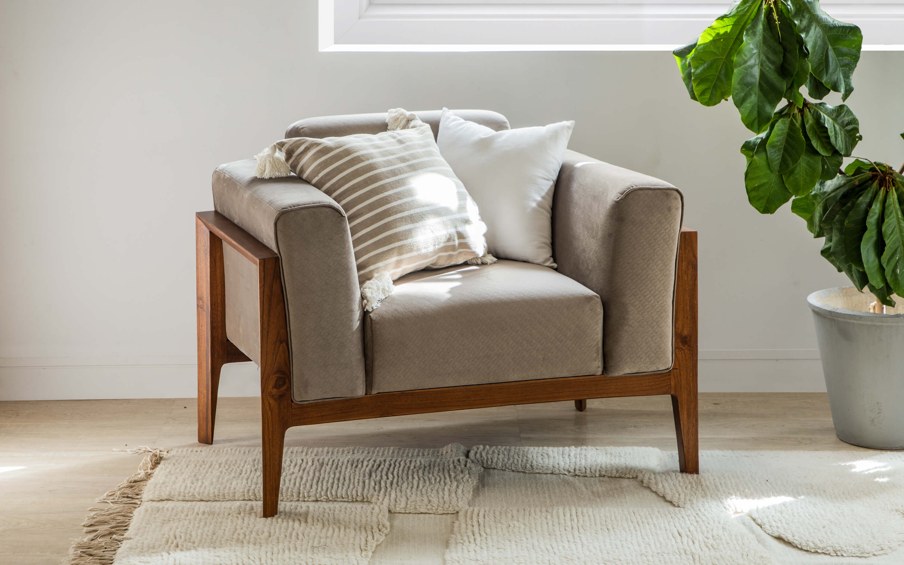 Single Seater Wooden Sofa - Orange Tree Home