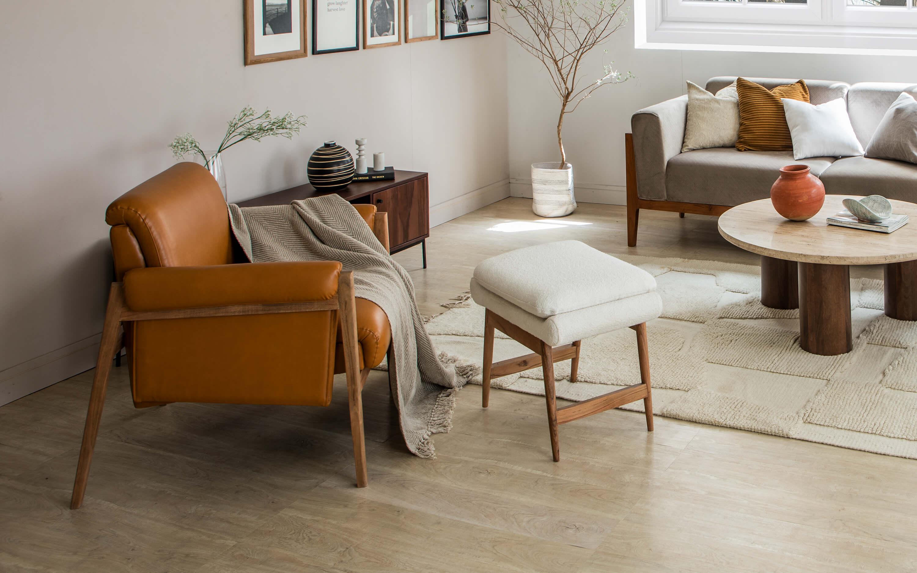 Mai Lounge Chair - Close shot - from right angle - Orange Tree