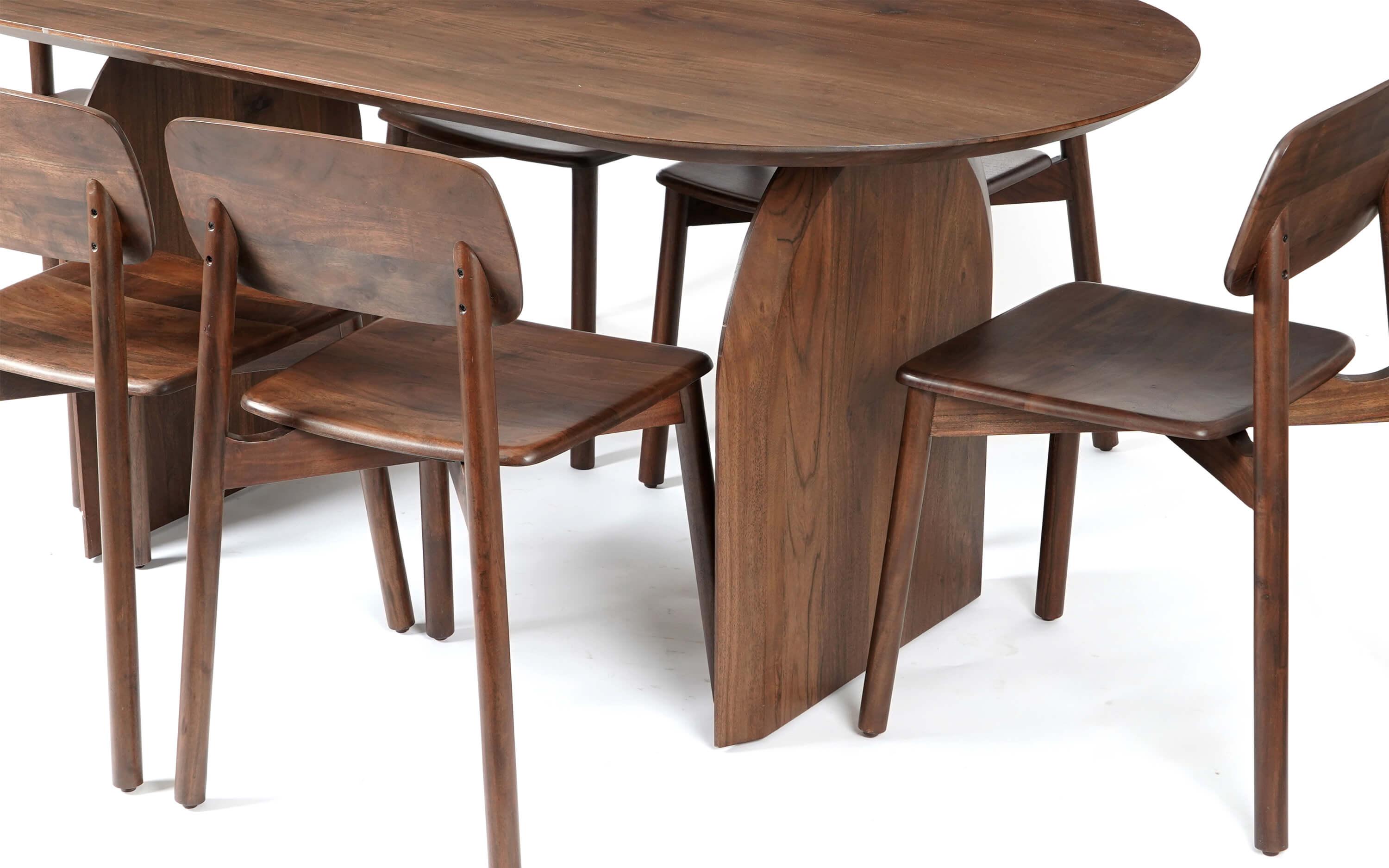 Emiko 6 Seater Oval Dining Table in Solid Wood - with white background - Orange Tree