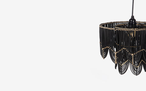 Arch Drum Hanging Lamp Small Black cane