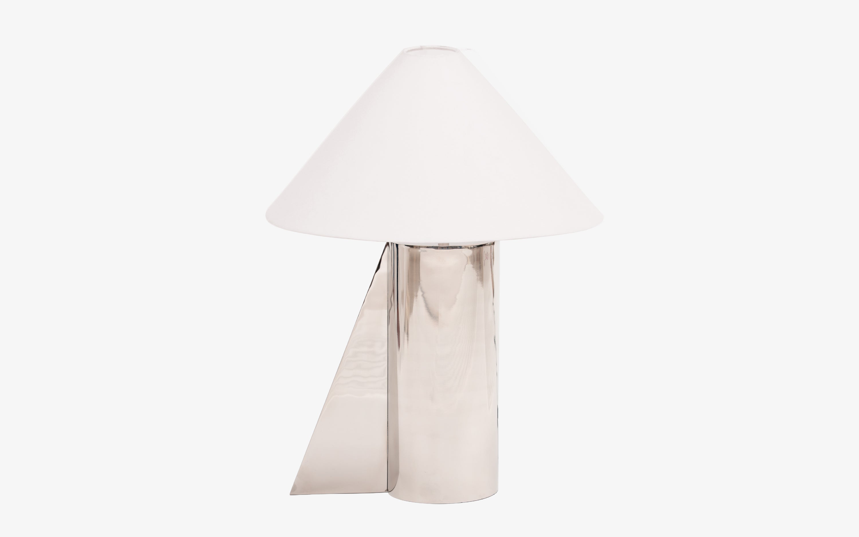 Helia Silver Tall Table Lamp | Metal Base & White Cotton Shade - with white background - Orange Tree