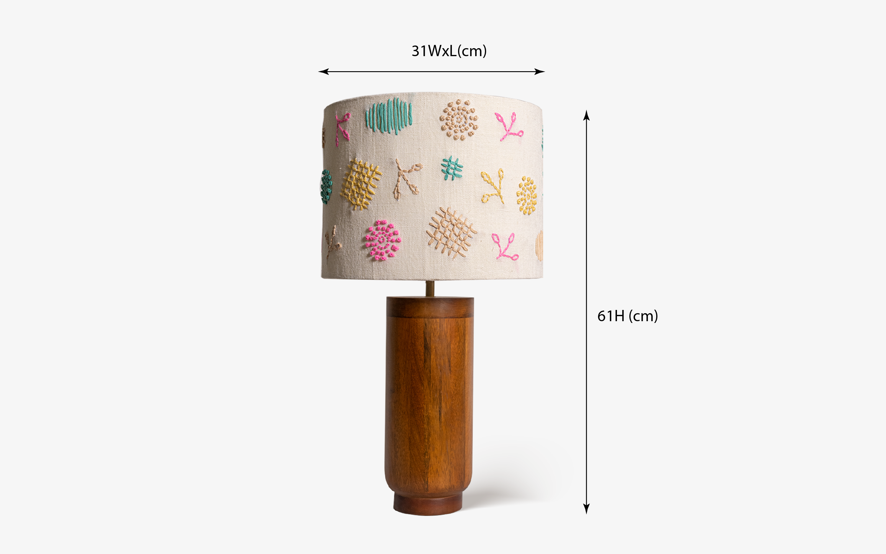 Gesu Table Lamp with cotton embroidery shade