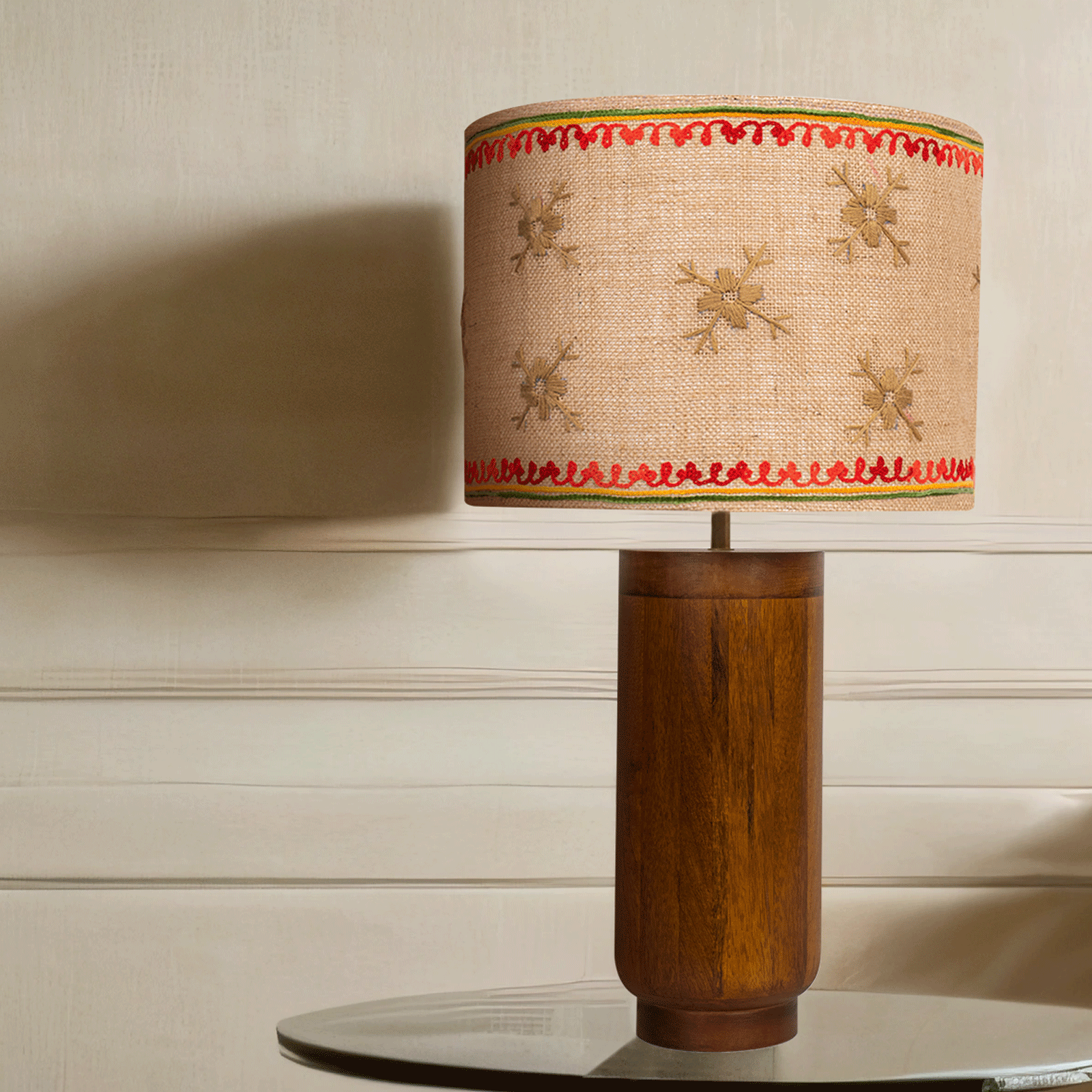 Gesu Table Lamp with jute embroidery shade