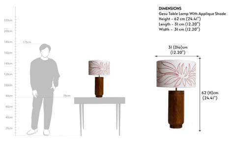 Gesu Table Lamp With Applique Shade
