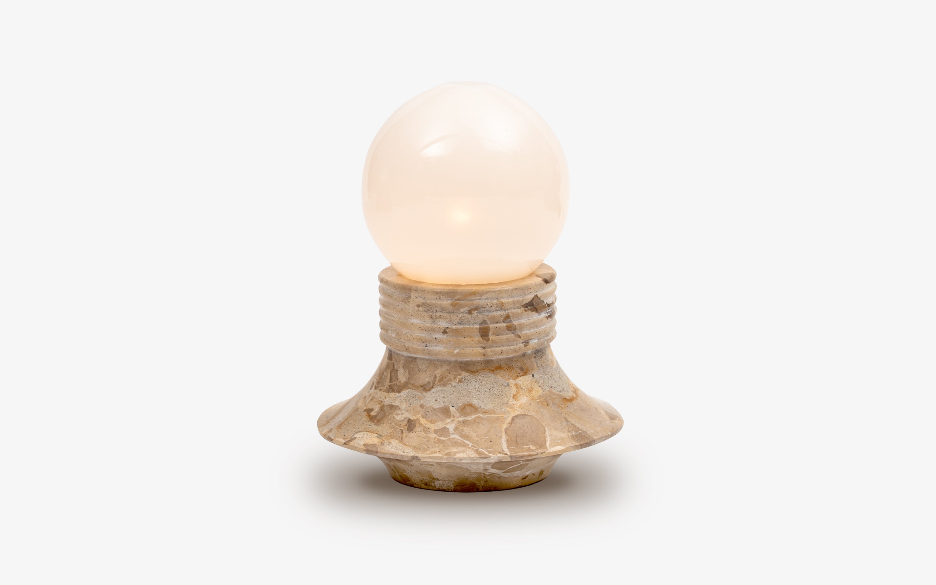 Halo Marble Table Lamp | Panther Marble & Opal Glass Globe - with white background - Orange Tree