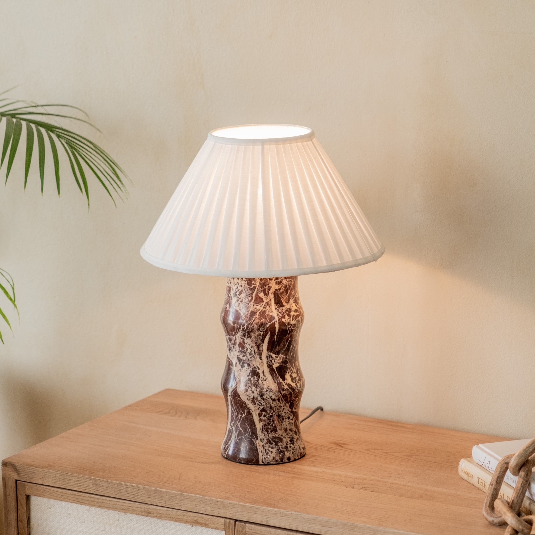 Halo Tall Table Lamp | Red Cherry Marble with White Cotton Shade