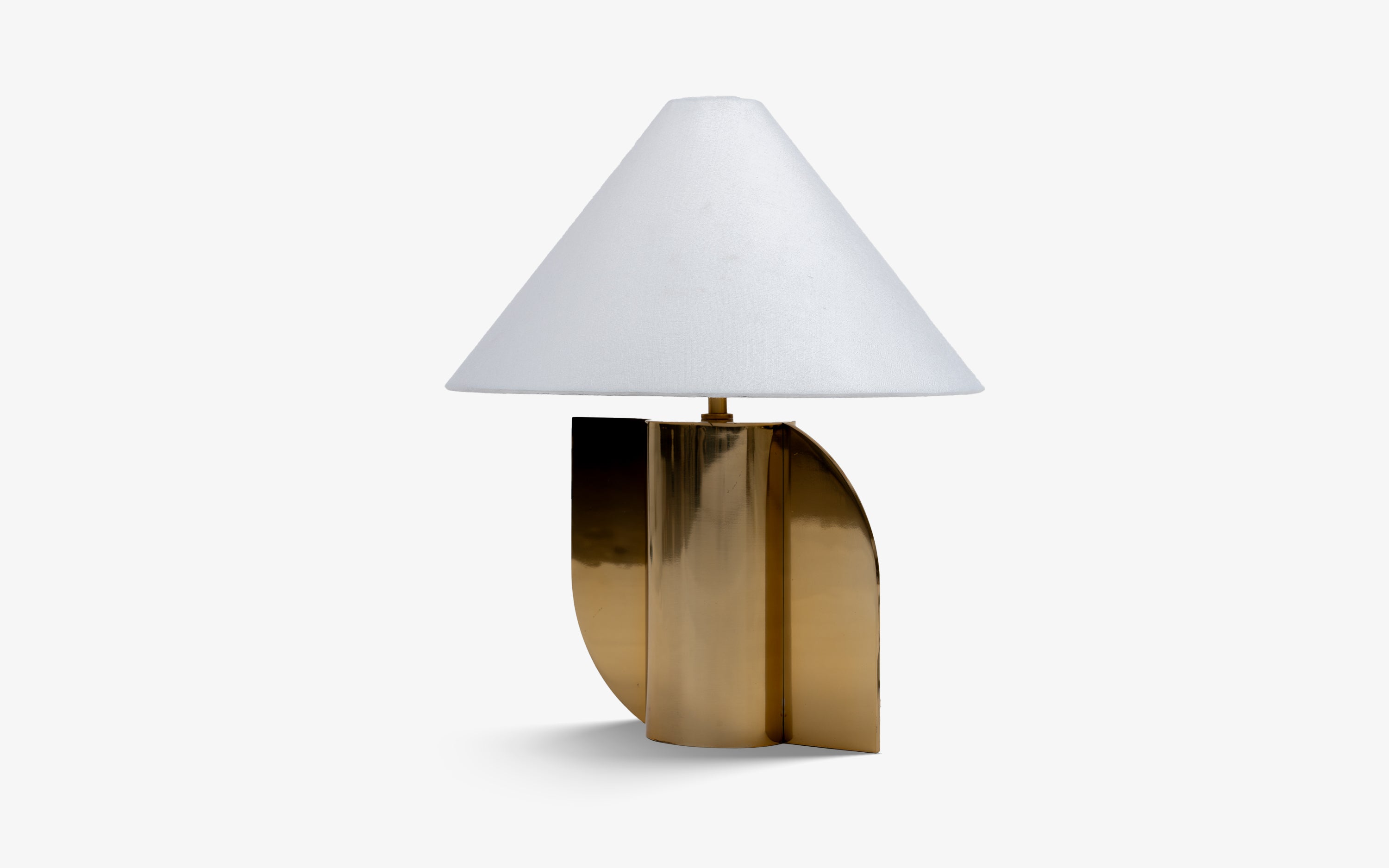 Helia Gold Table Lamp | Metal Base & White Cotton Fabric Shade - with white background - Orange Tree
