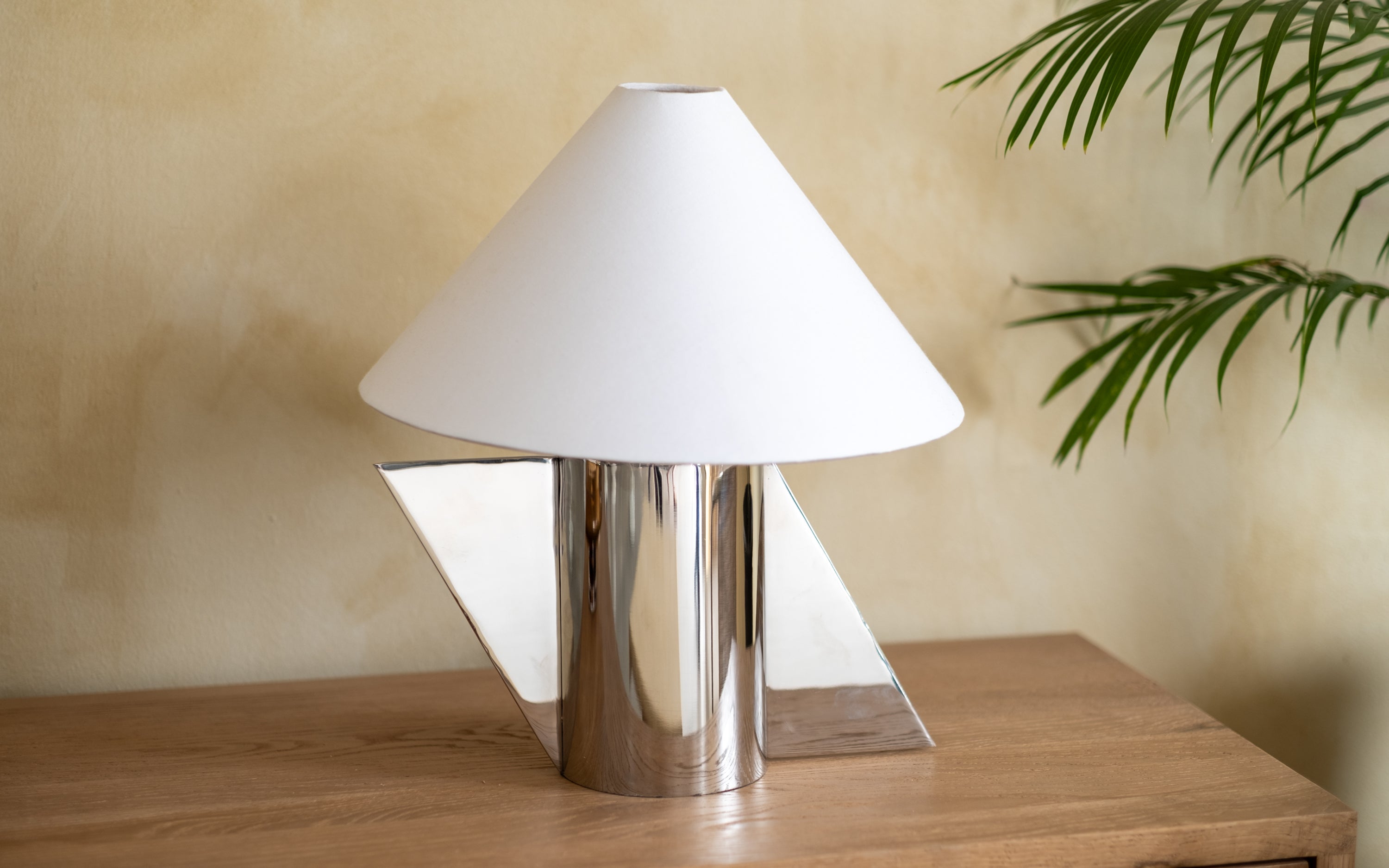 Helia Tilt Table Lamp | Angular Metal Base & White Cotton Shade - Orange Tree