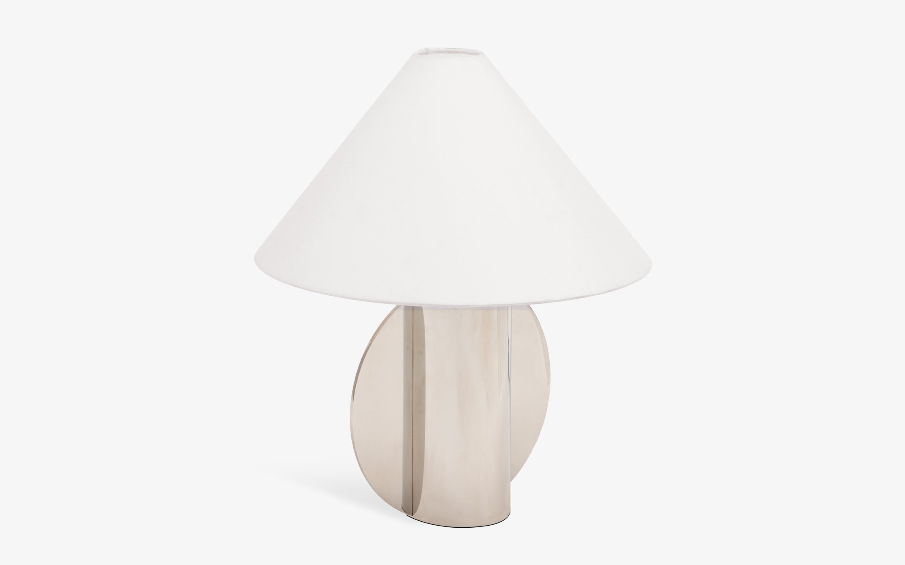 Helia Arc Table Lamp | Metal base with White Cotton Shade - with white background - Orange Tree