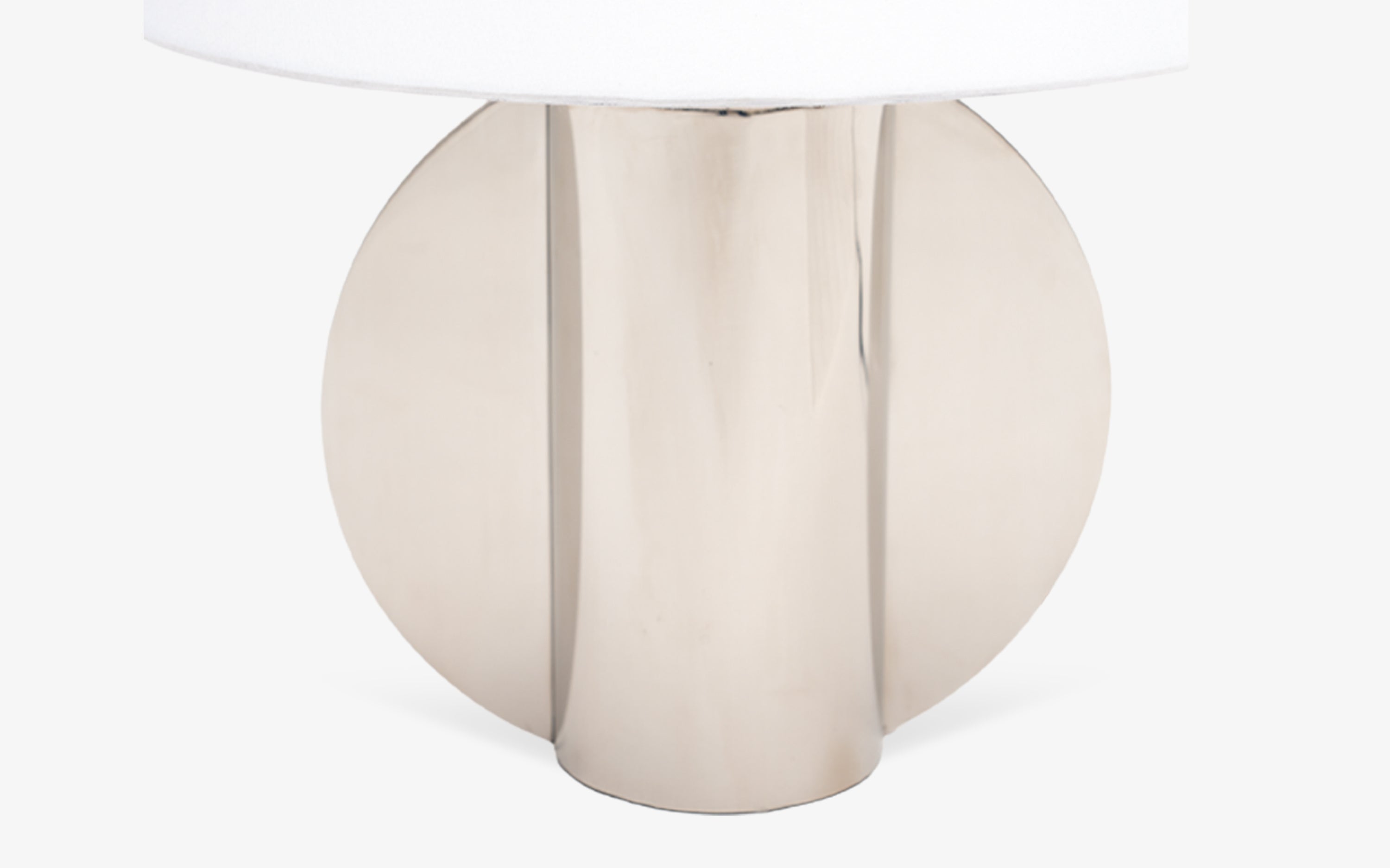 Helia Arc Table Lamp | Metal base with White Cotton Shade - with white background - Orange Tree
