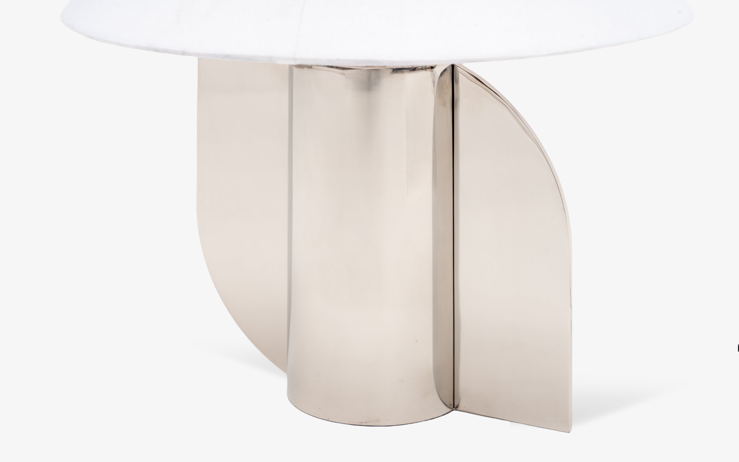 Helia Silver Table Lamp | Metal Base & White Cotton Fabric Shade - with white background - Orange Tree