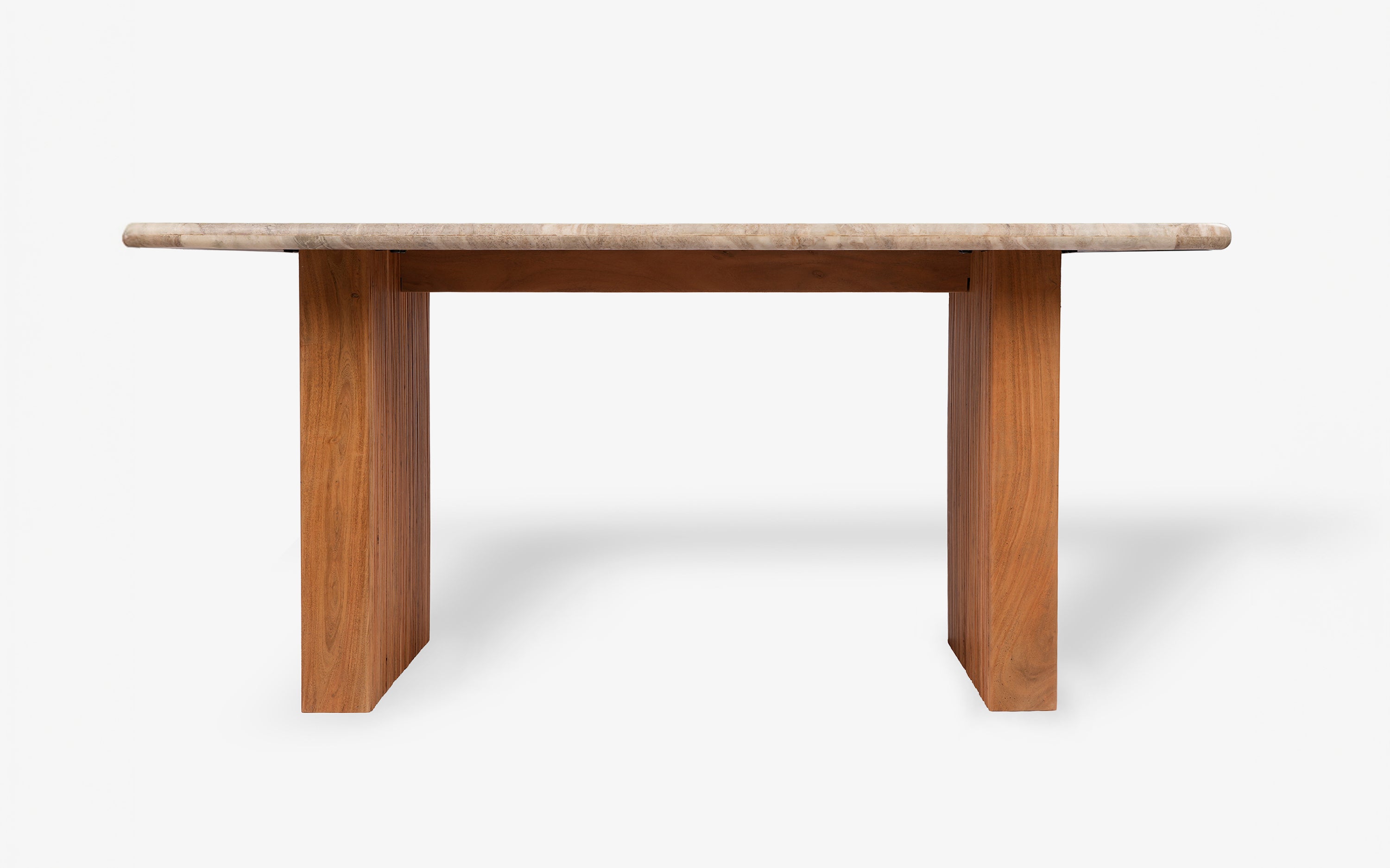 Hiro Marble Top Ribbed Dining Table Set | 6 Seater Dining Set - with white background - Orange Tree