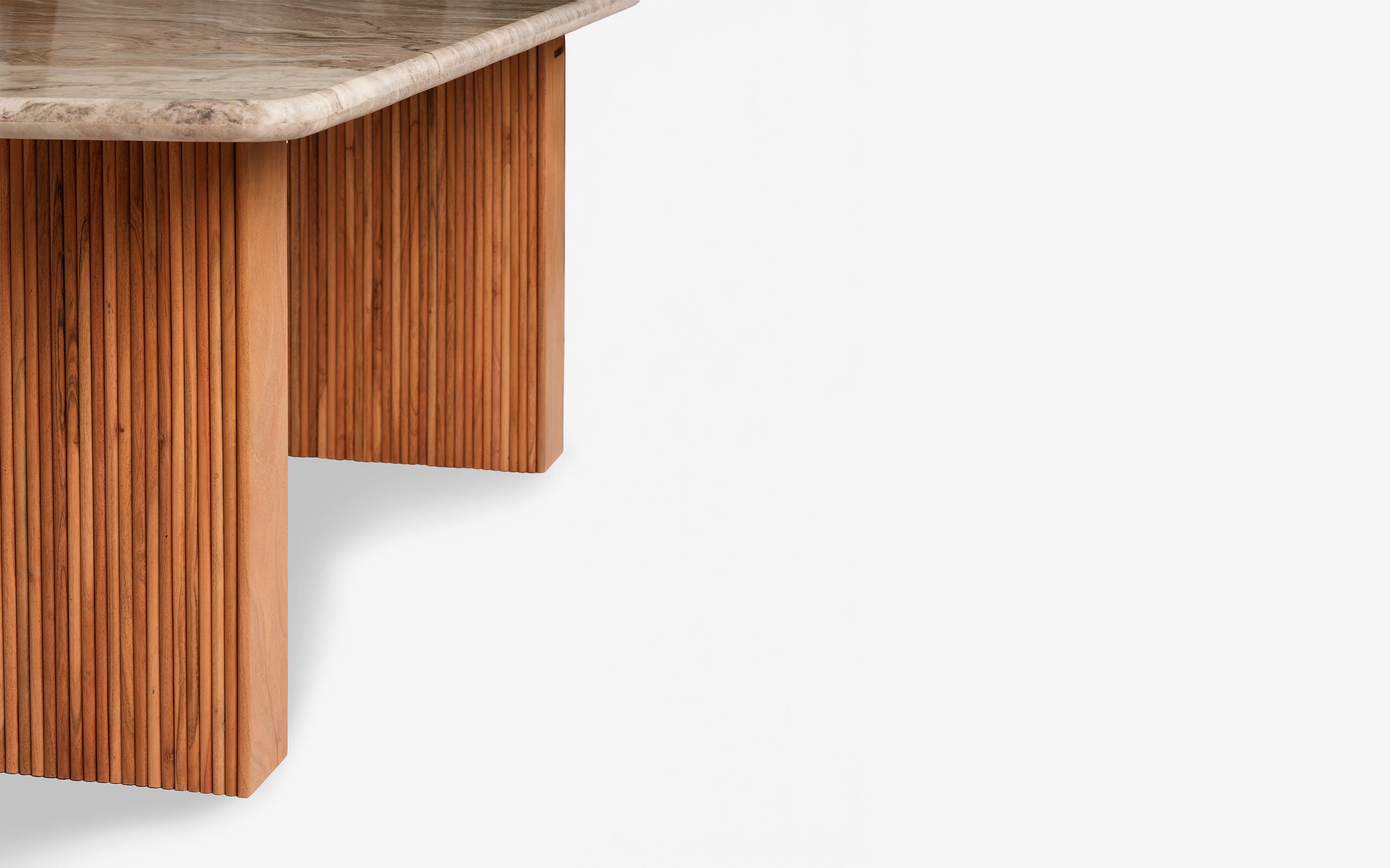 Hiro Dining Table – Acacia Wood Base | Toronto Marble Top - with white background - Orange Tree