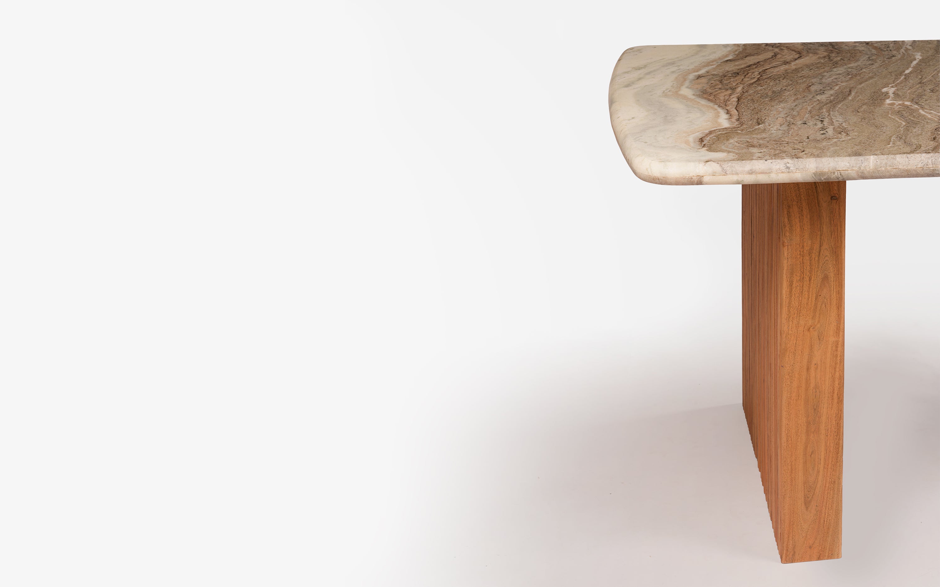 Hiro Marble Top Ribbed Dining Table Set | 6 Seater Dining Set - with white background - Orange Tree