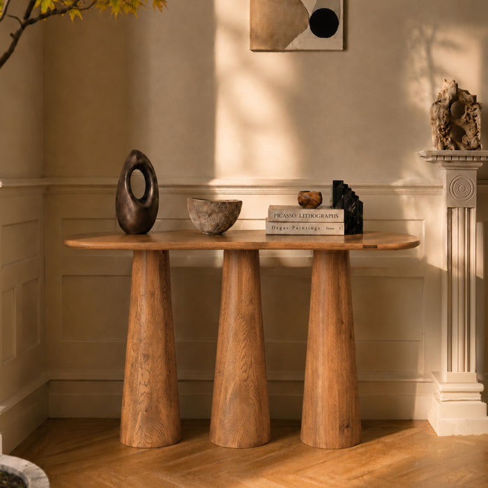 Hump Oak Wood Console Table