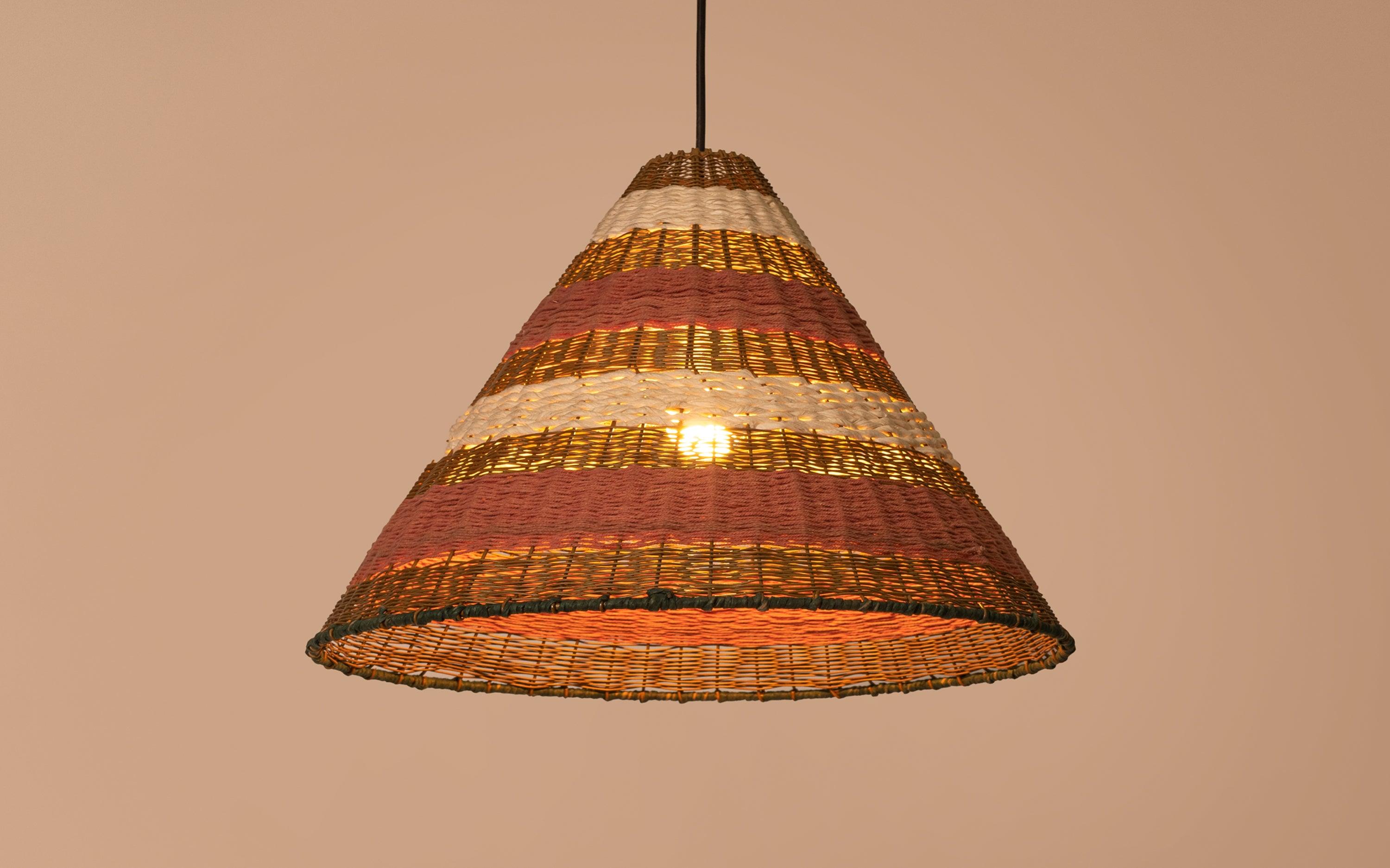 Buy Japon Peach Conical Rafia Hanging Lamp - with white background - Orange Tree