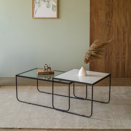 Jasper Glass Nested Table Set of 2