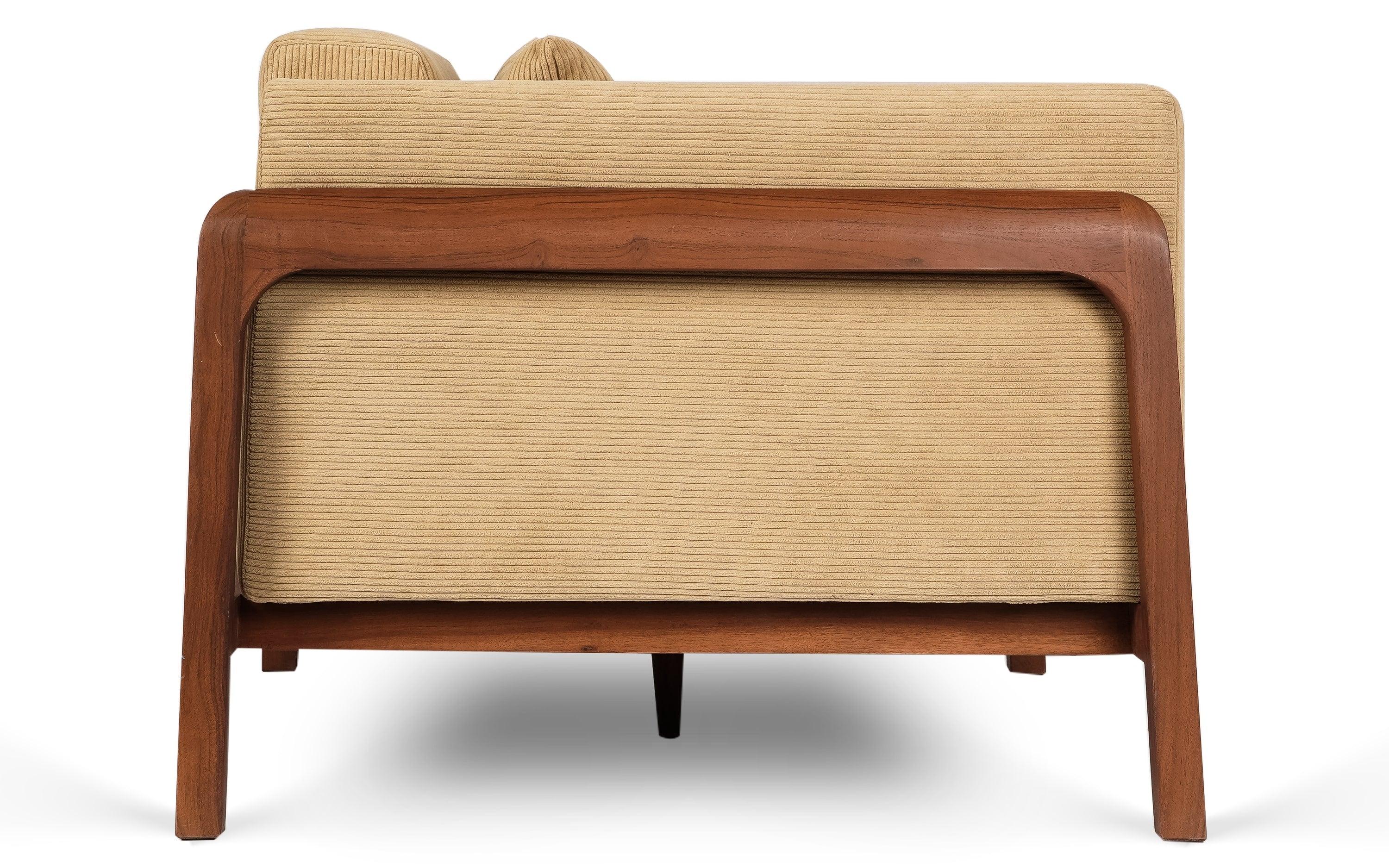 Joy 1 Seater Yellow Sofa with Wooden Legs - Close shot - from upper angle - Orange Tree