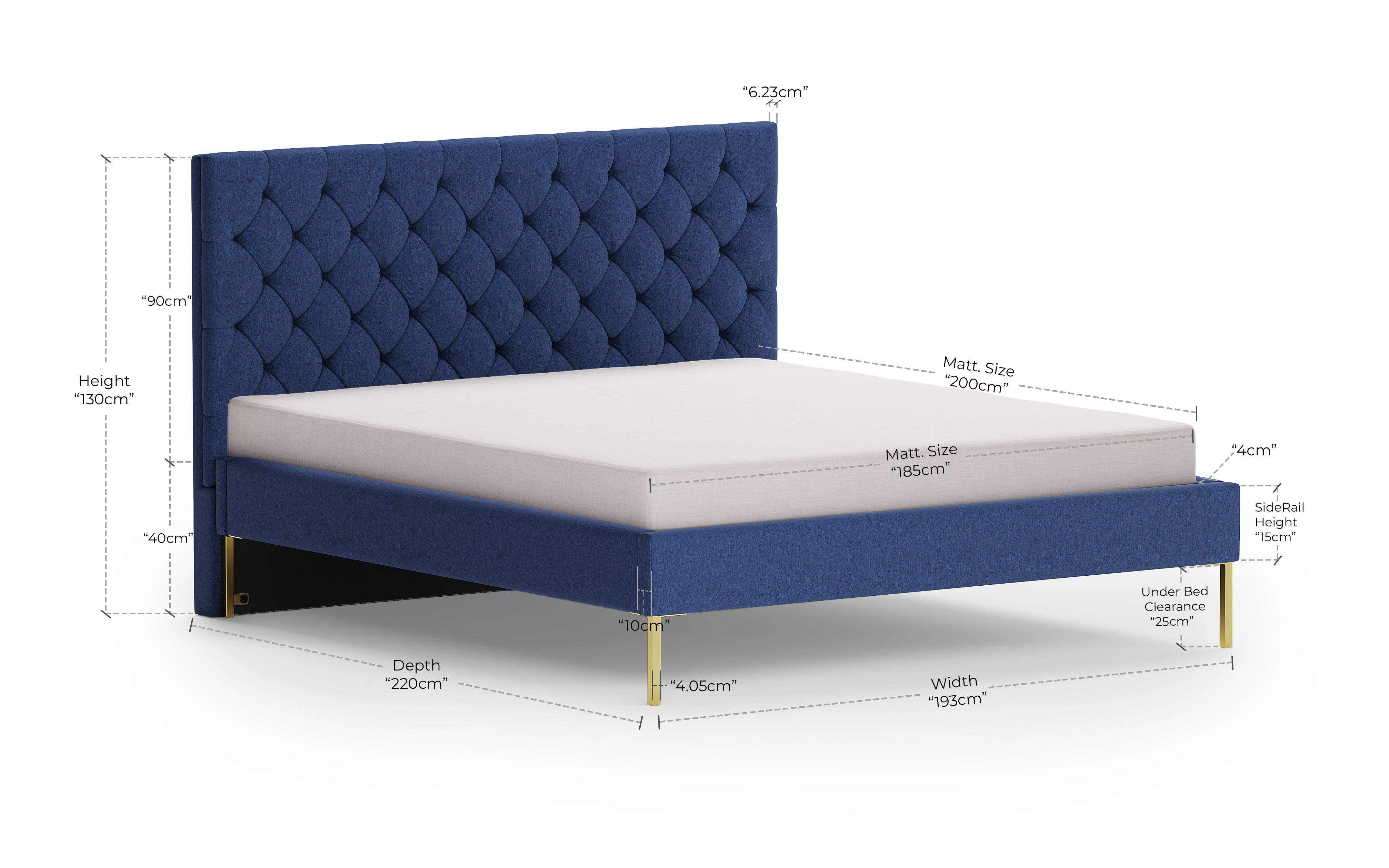 June Upholstered King Non Storage Bed - with white background - Orange Tree