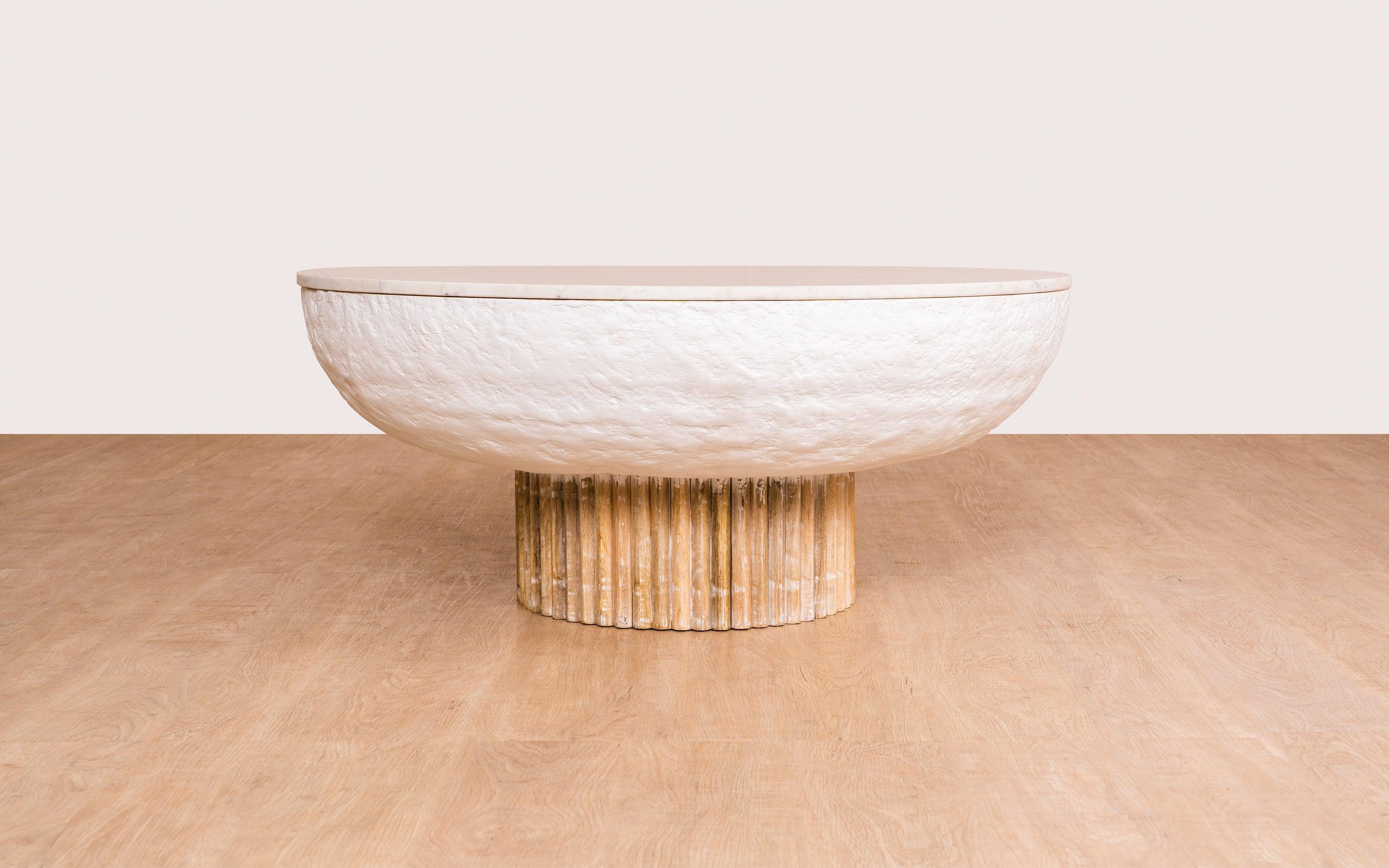 Buy Kaba White Marble Top Round Coffee Table - Orange Tree