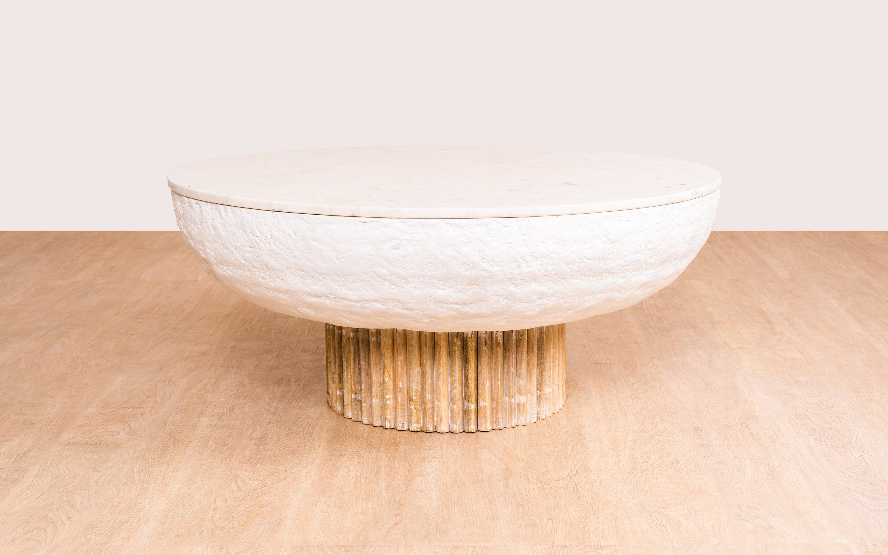 Buy Kaba White Marble Top Round Coffee Table - Close shot - Orange Tree