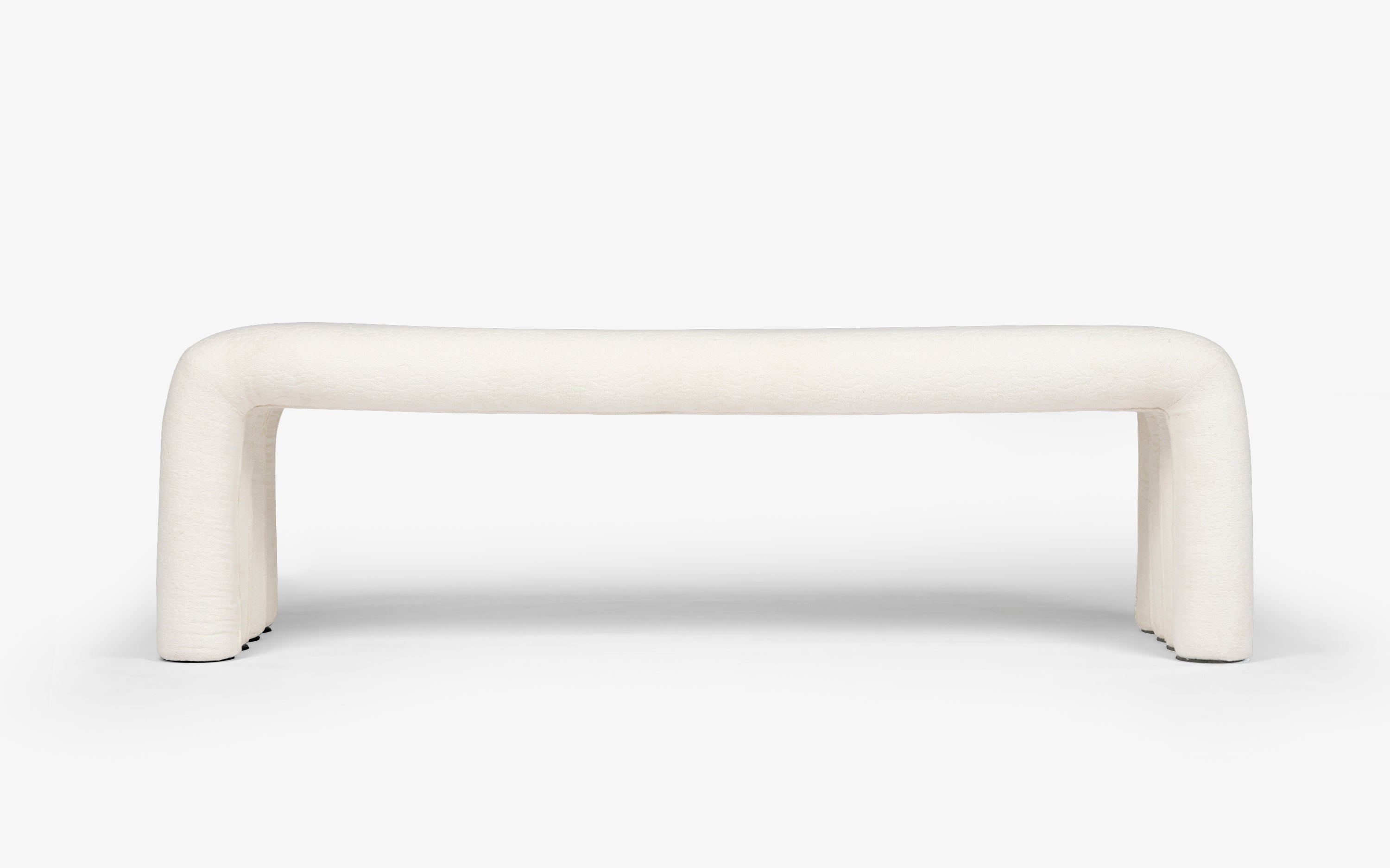 Kaba 3 Seater Boucle Fabric Bench for Living Room | White Fabric - with white background - Orange Tree
