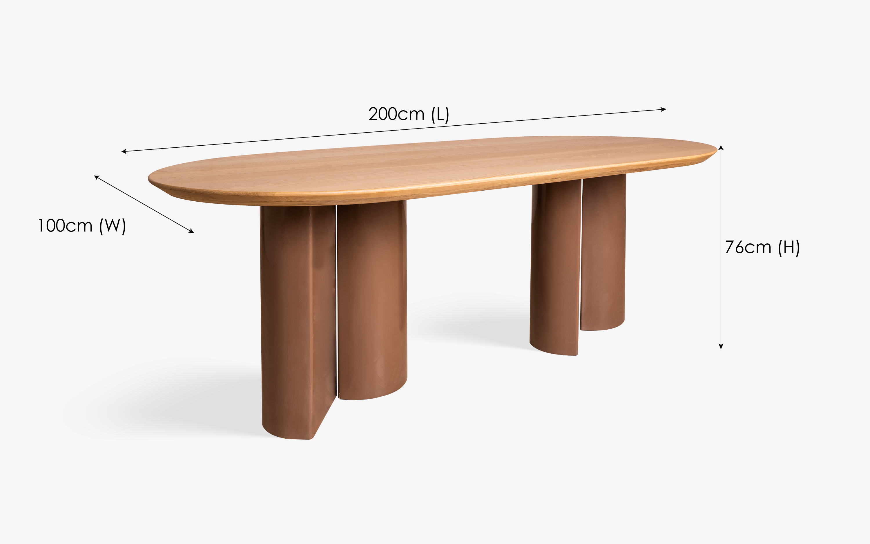 Kaba Oval Shape 6 Seater Wooden Dining Table - with white background - Orange Tree