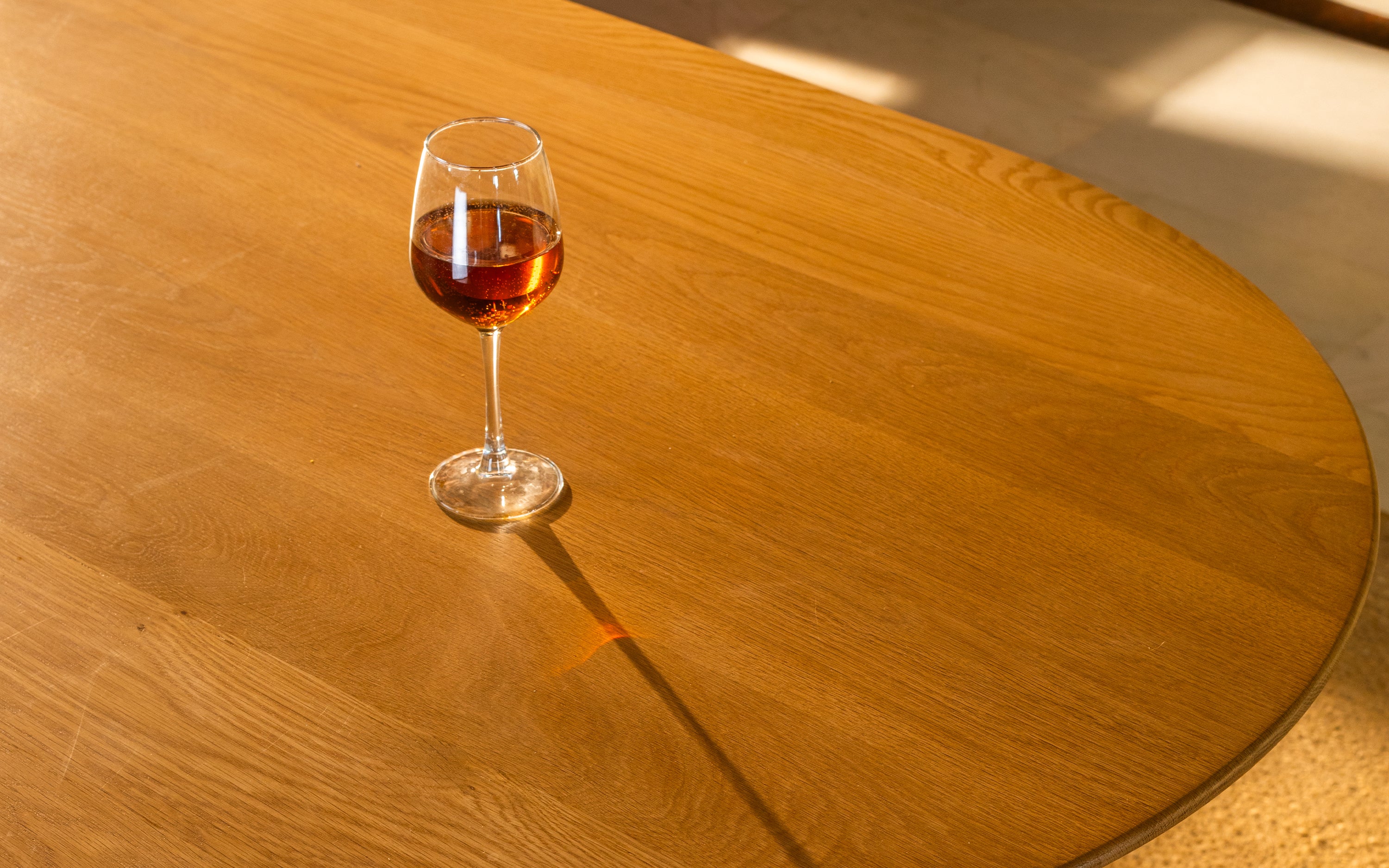 Kaba Oval Shape 6 Seater Wooden Dining Table - Close shot - from left angle - Orange Tree