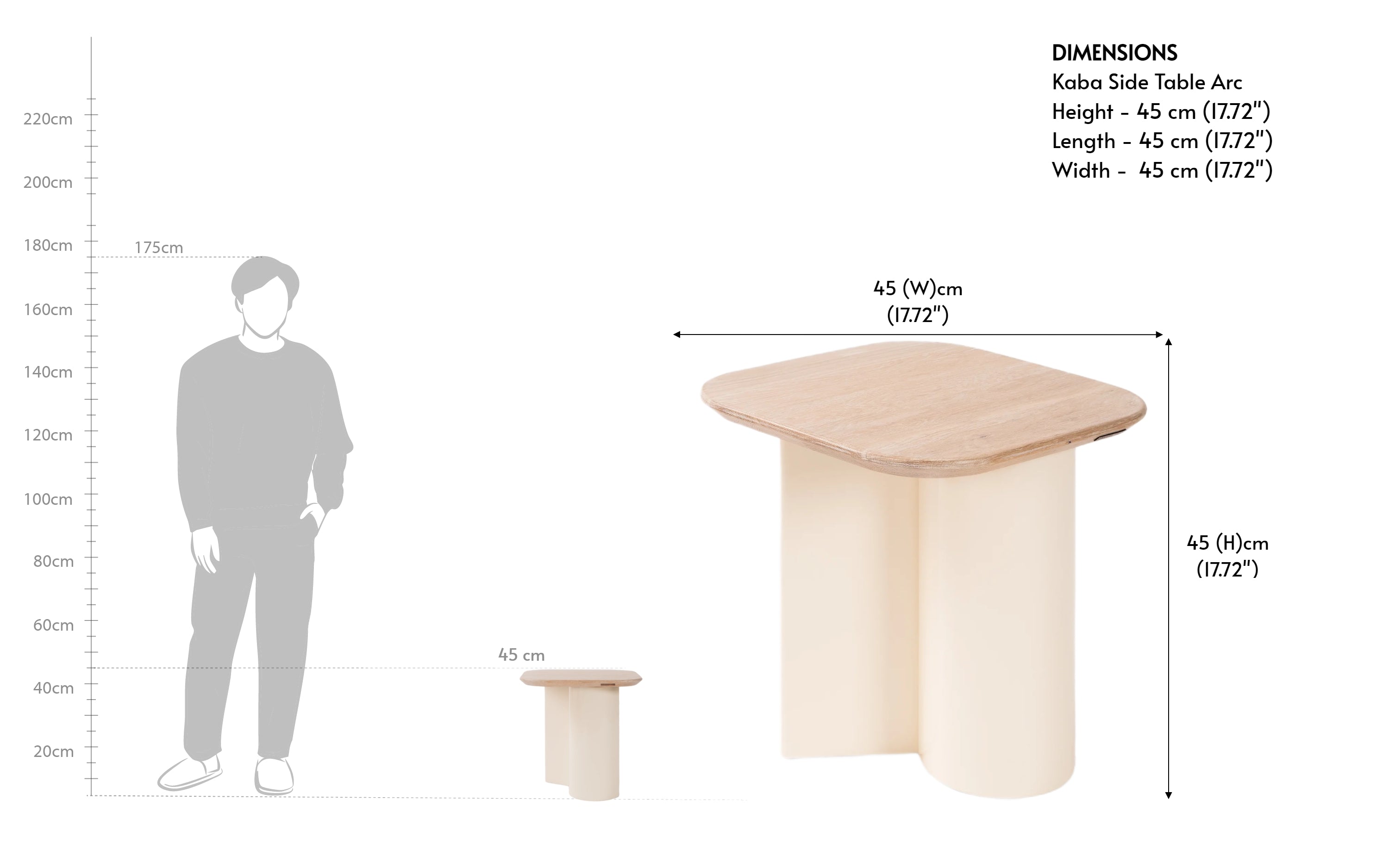 Kaba Wooden Side Table with White Finish | Oak Wood - with white background - Orange Tree