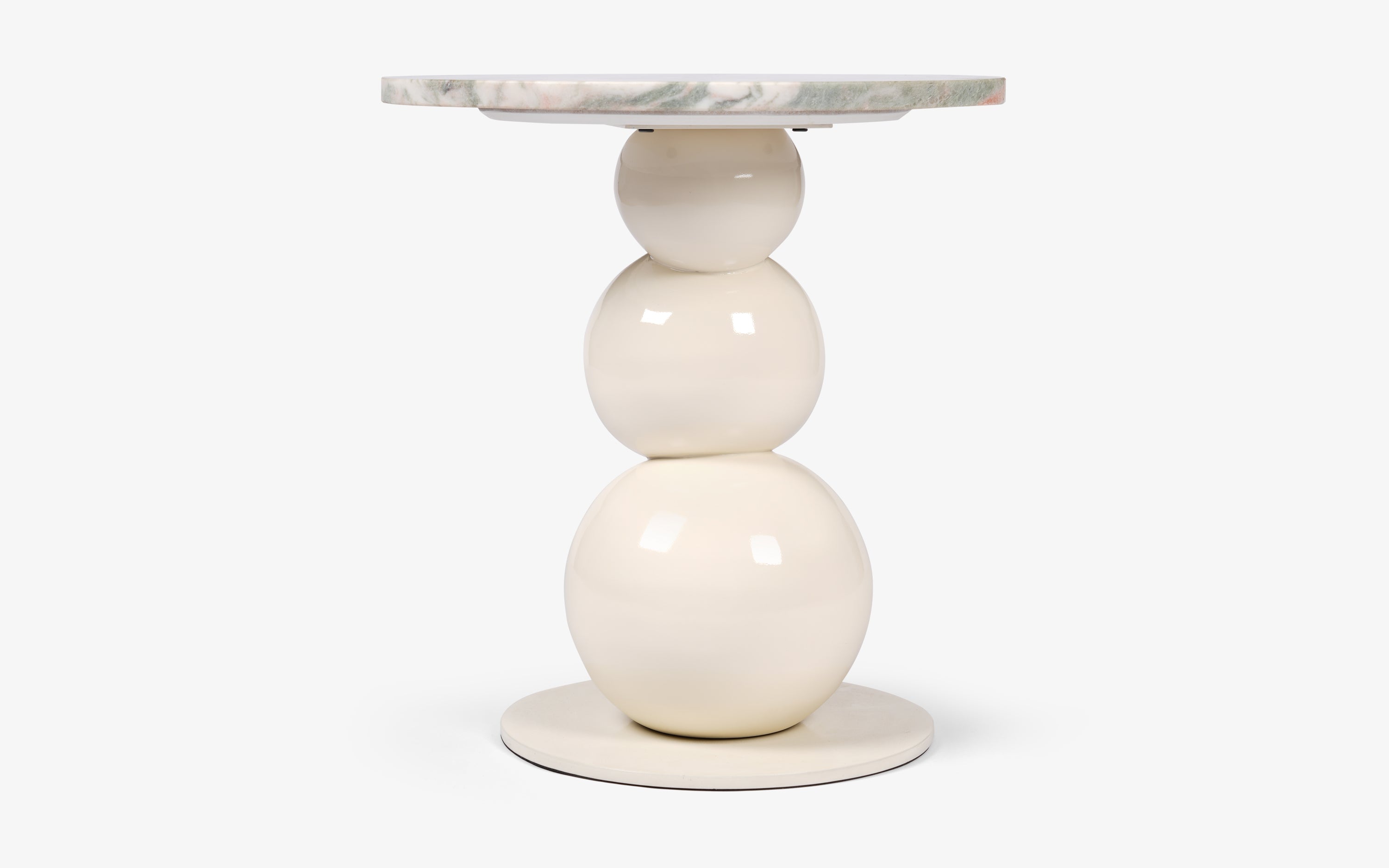 Kaba Marble Round Side Table with White Finish - with white background - Orange Tree