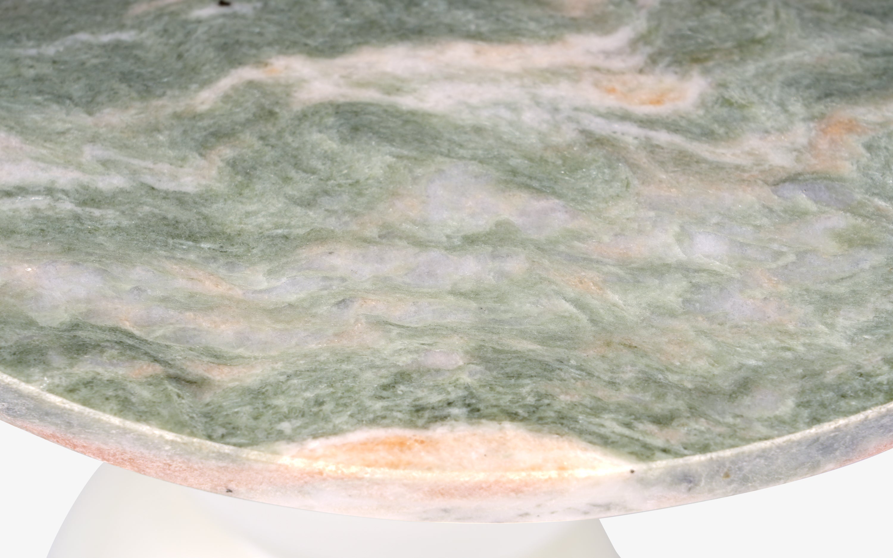 Kaba Marble Round Side Table with White Finish - with white background - Orange Tree